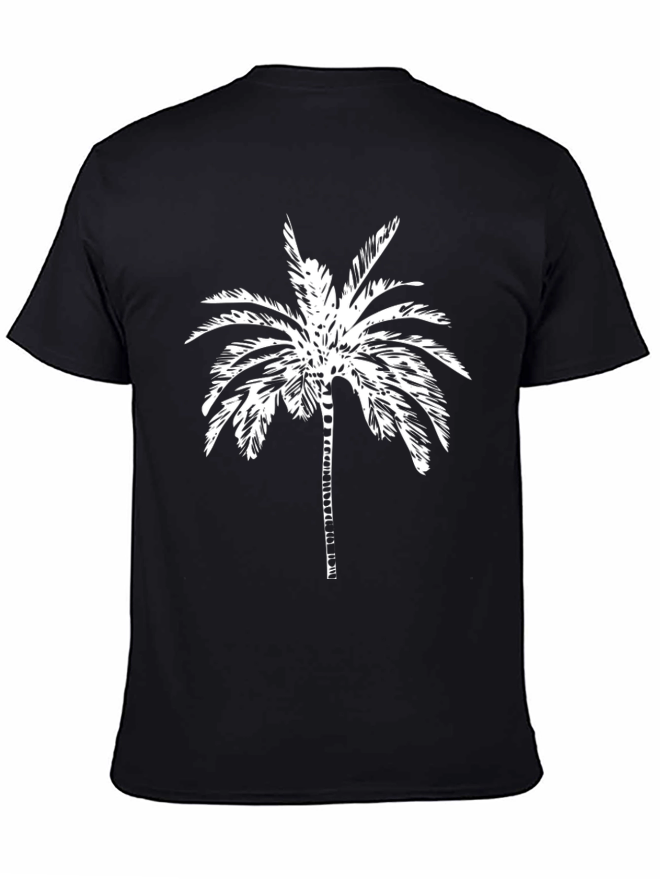 Black Tropical Palm Tree Graphic Tee - Black Cotton Shirt view 4