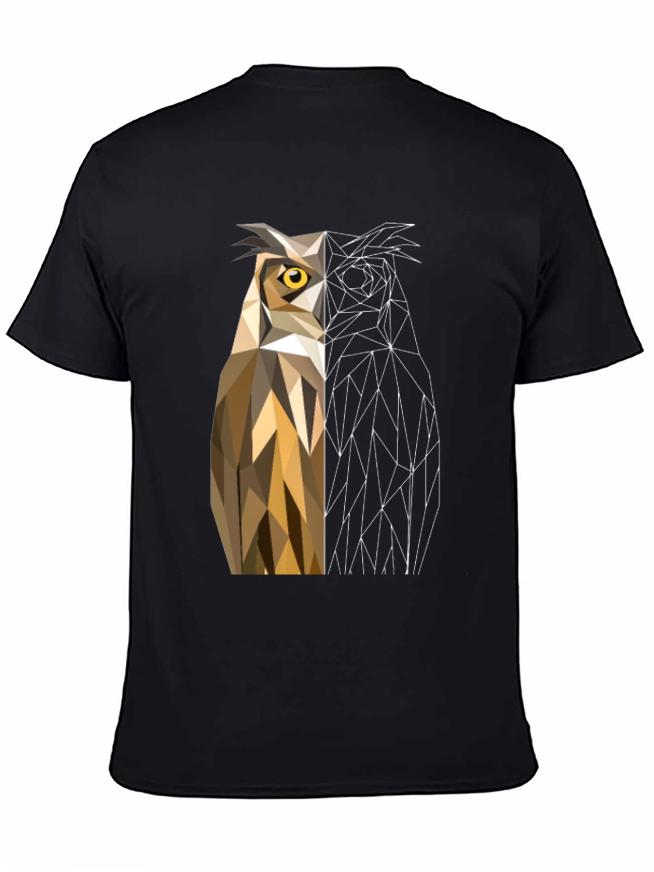 Black Geometric Owl Graphic Tee - Modern Design view 4