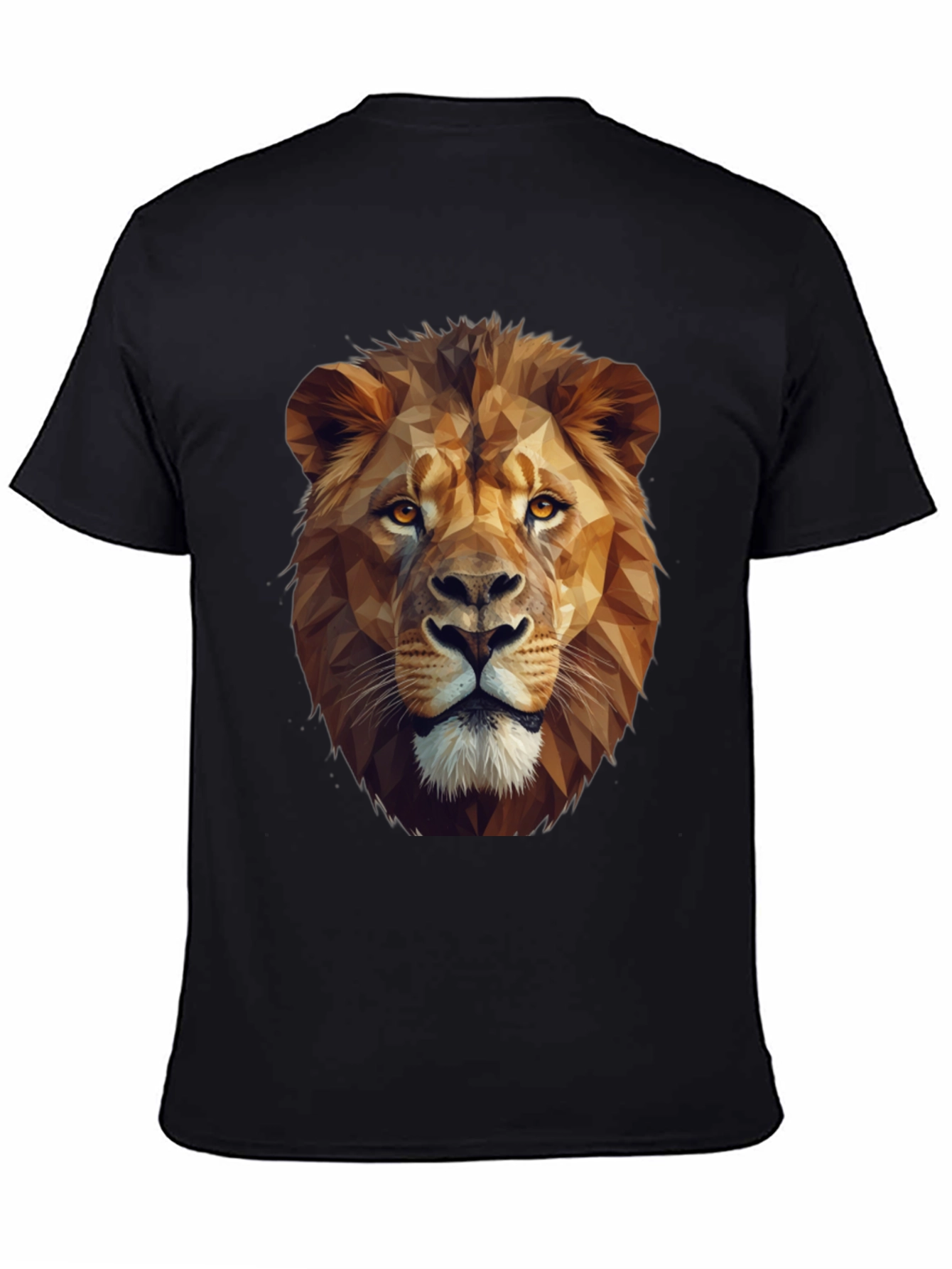 Black Geometric Lion Graphic Tee - Black Short Sleeve Shirt view 4