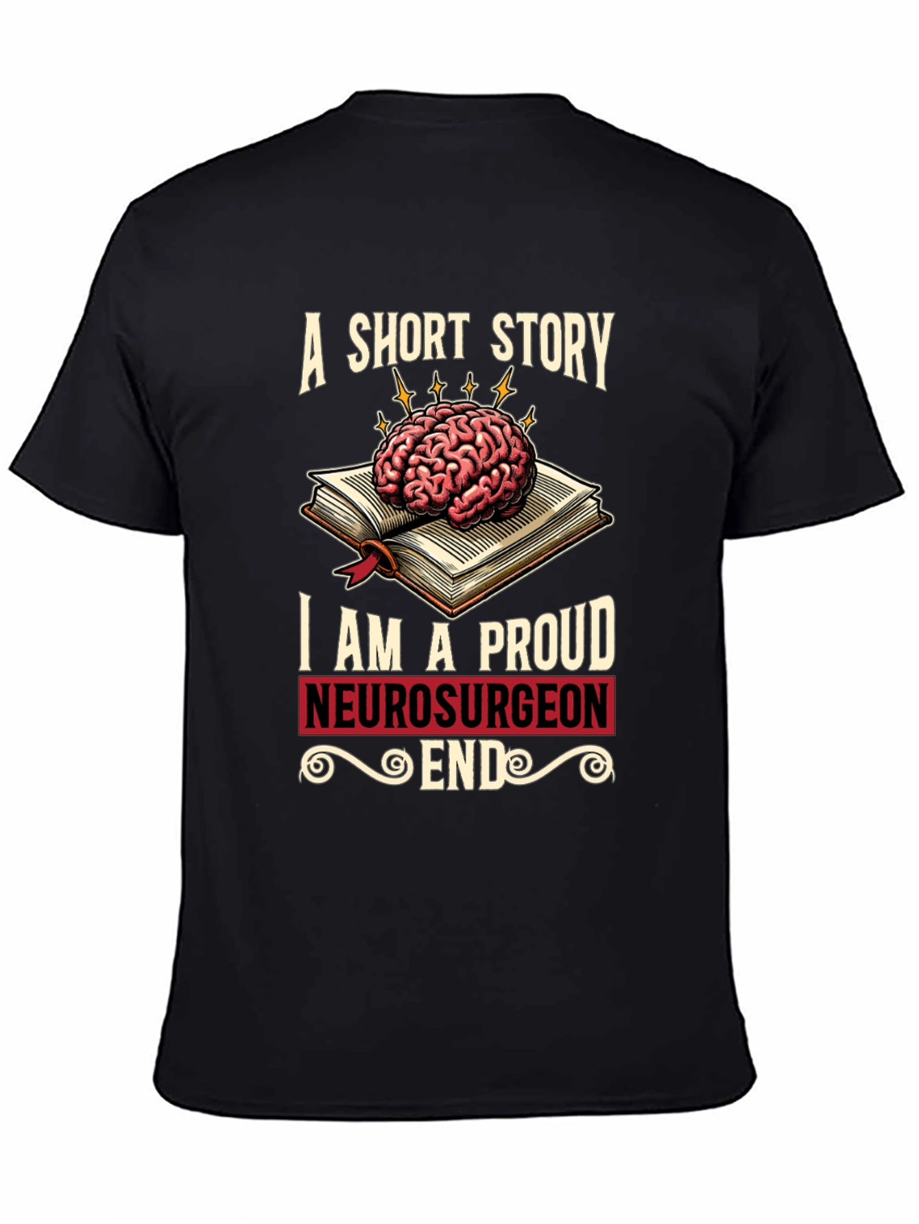 Black Proud Neurosurgeon Brain Book T-Shirt view 4