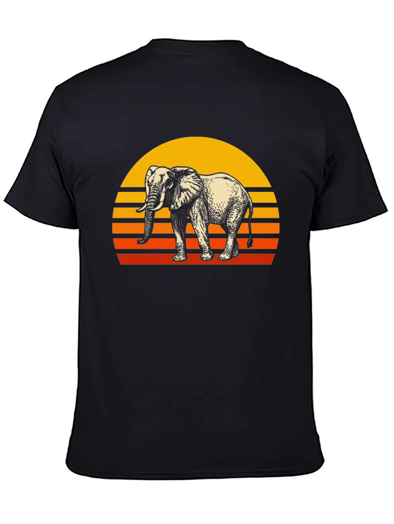 Black Elephant Sunset Graphic Tee - Retro Style view 4