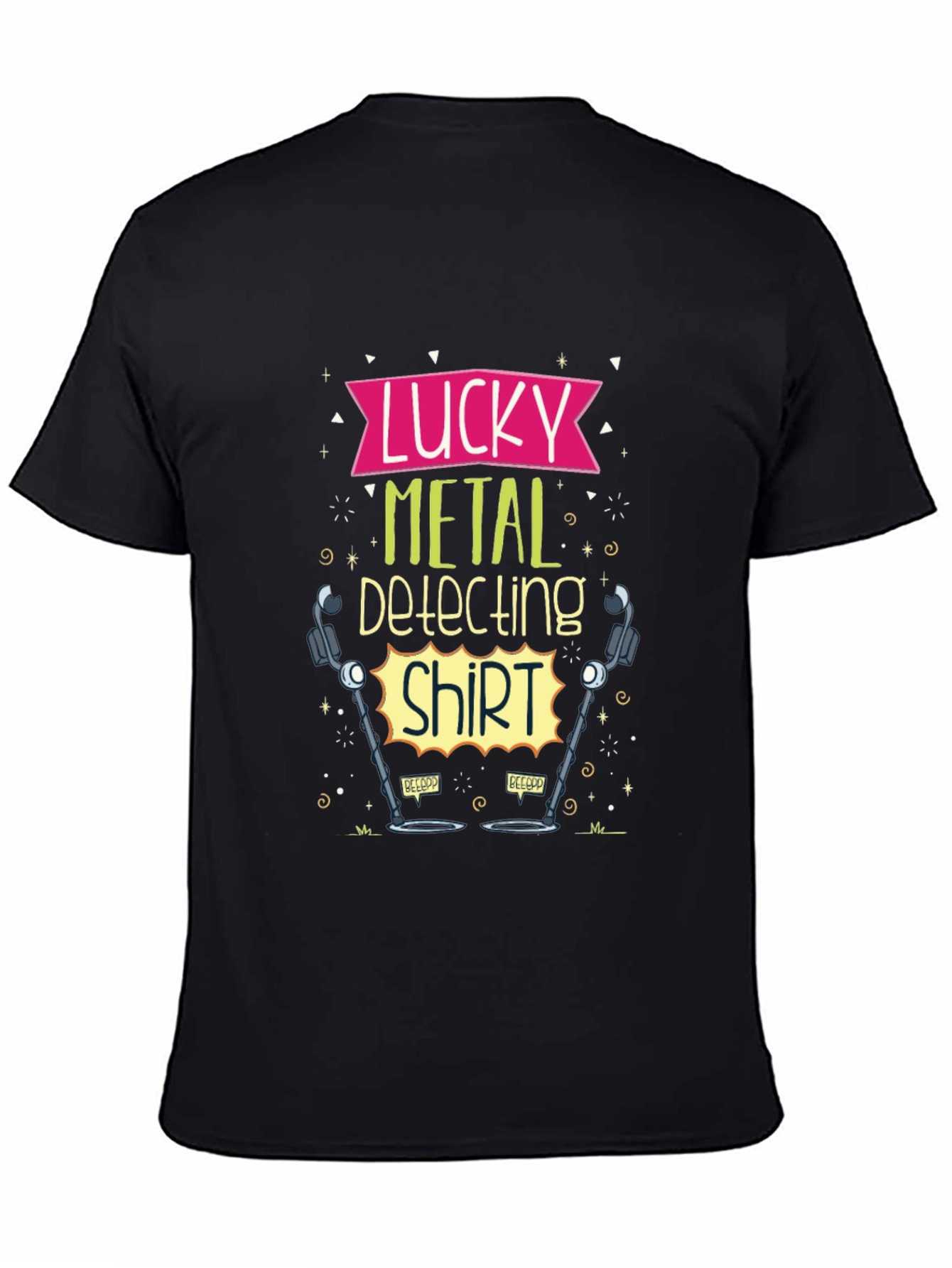 Black Lucky Metal Detecting Shirt - Black Tee view 4