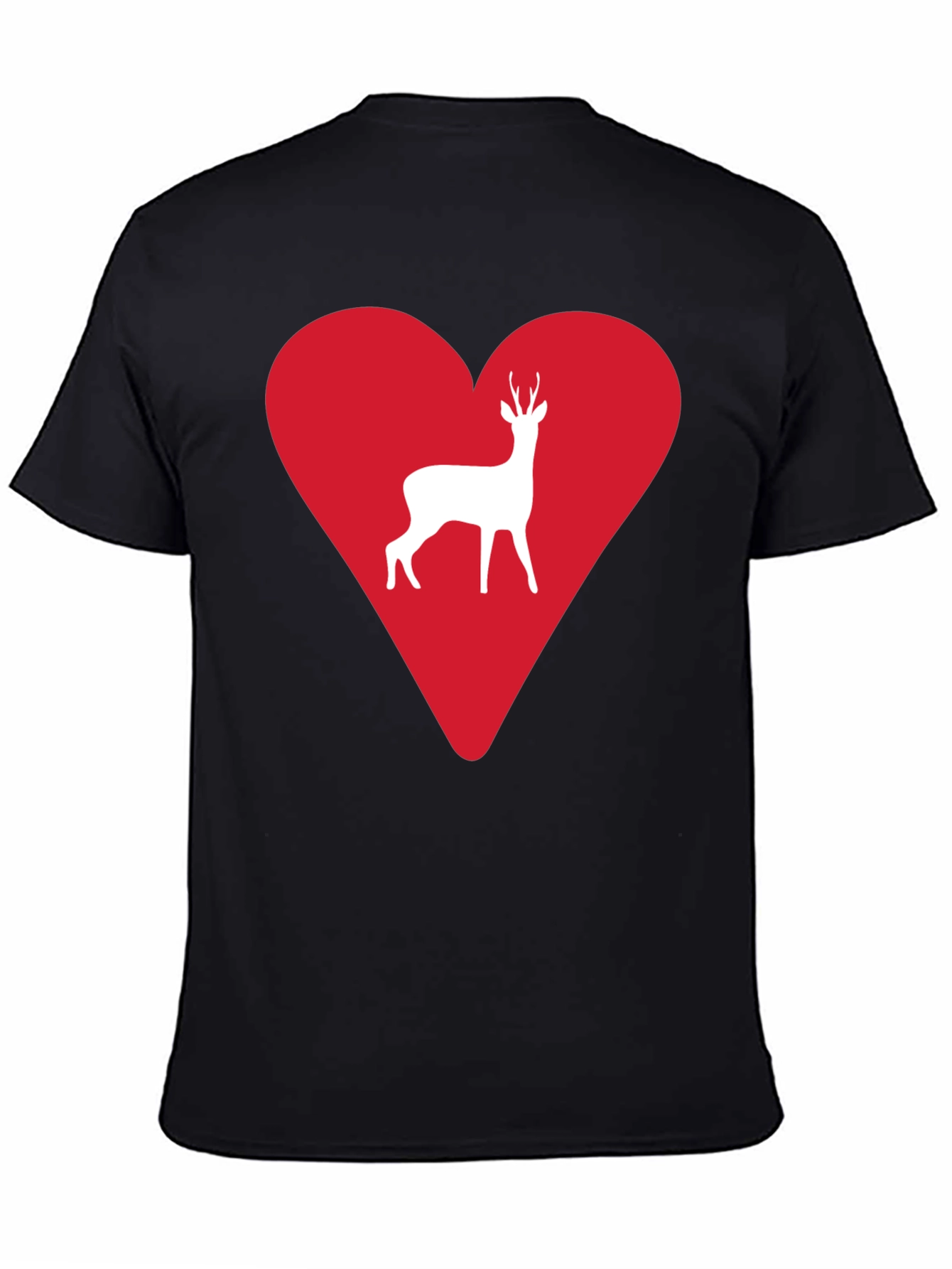 Black Deer Heart Graphic Tee - Men's Black T-Shirt view 4