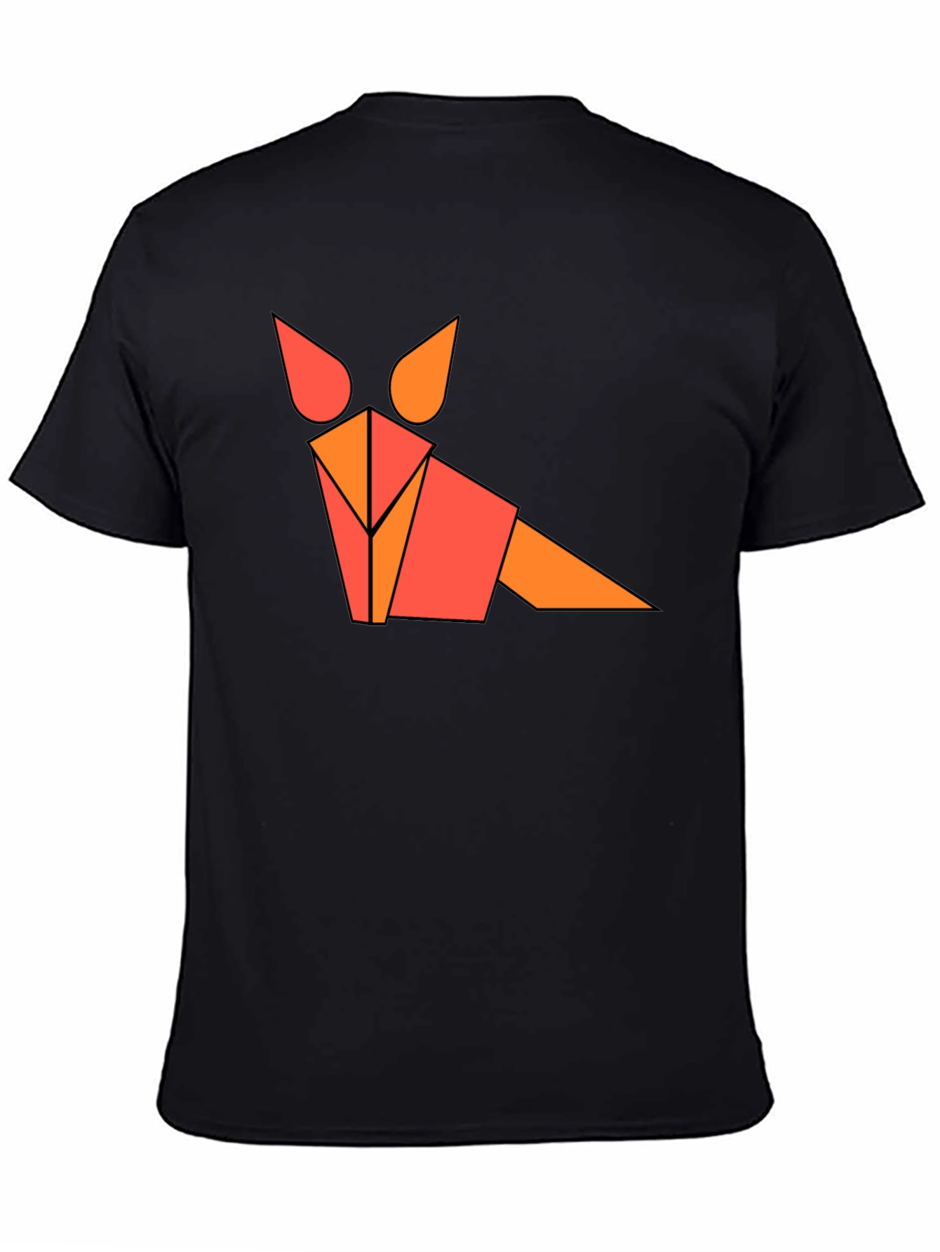Black Geometric Fox Graphic Tee - Black, Modern Design view 4