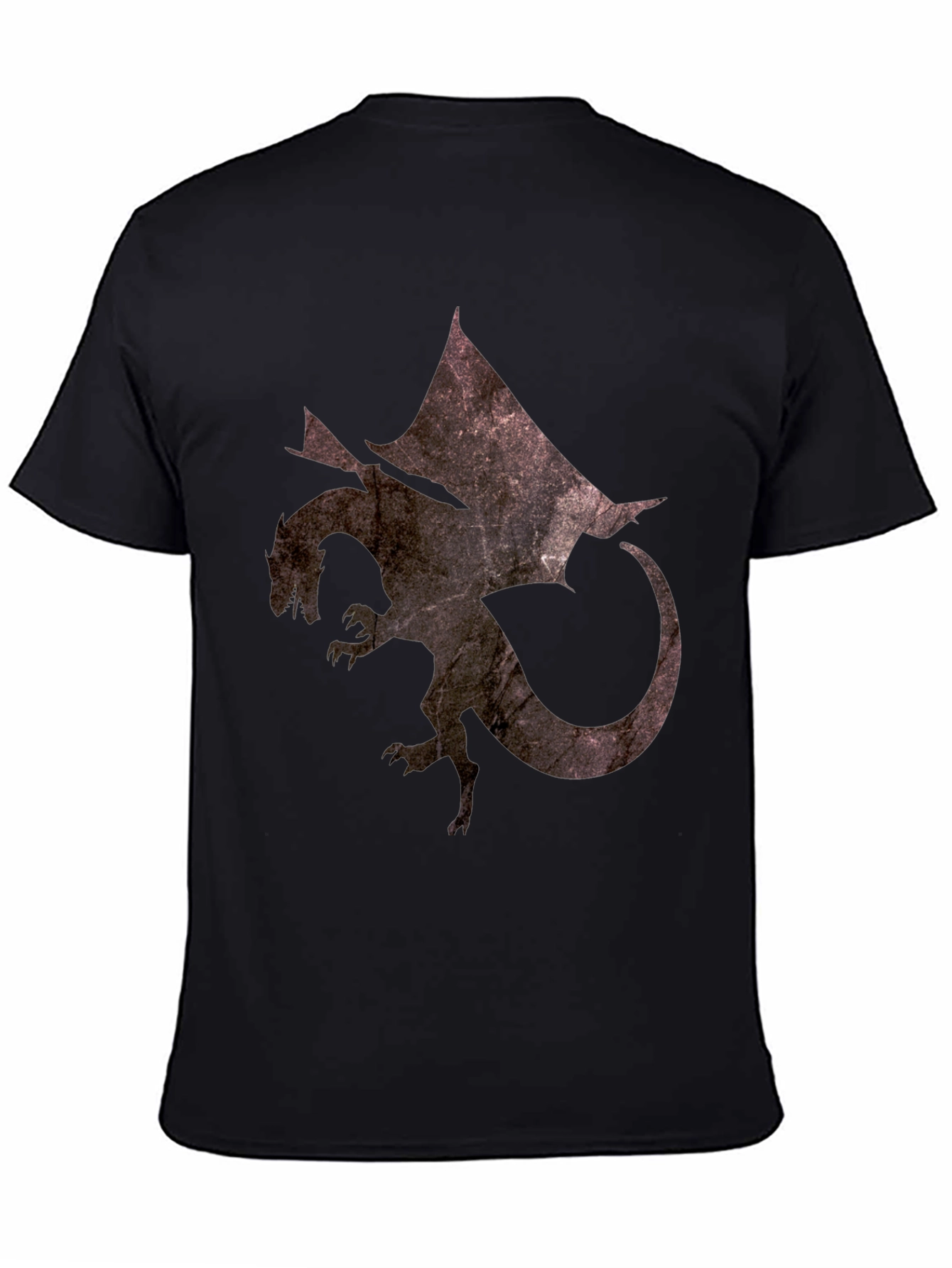Black Textured Dragon Graphic Tee - Black Cotton Blend Casual Shirt view 4