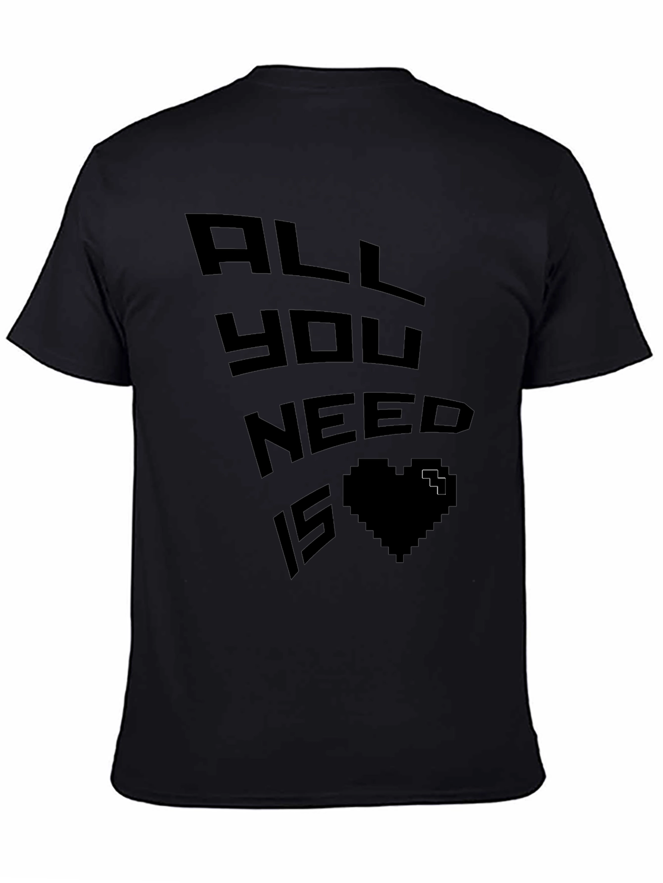 Black Pixel Heart Graphic Tee - Gamer Love Shirt view 4