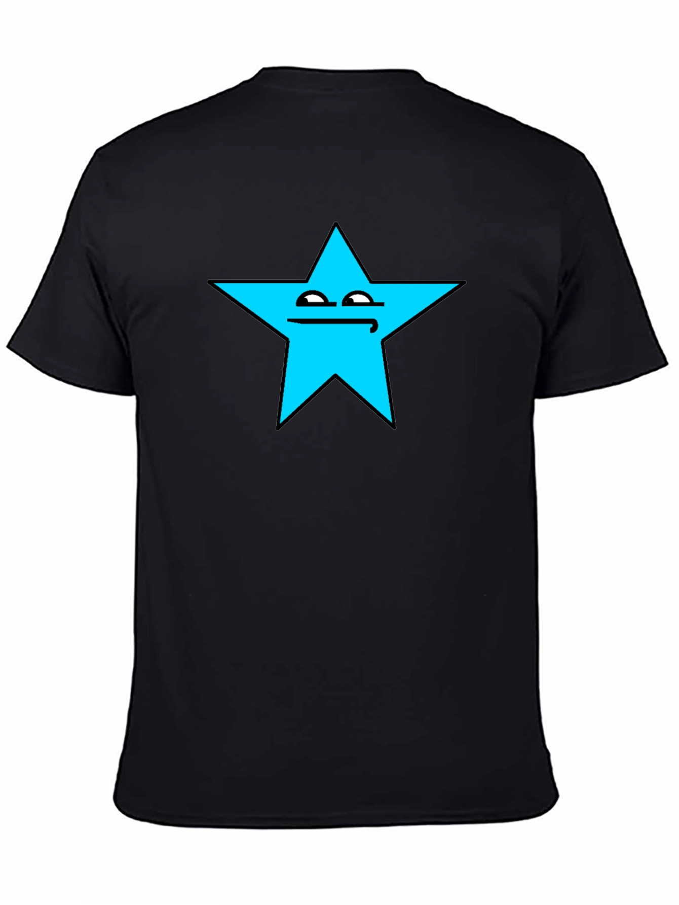 Black Funny Star Face Graphic T-Shirt - Black Cotton Tee view 4