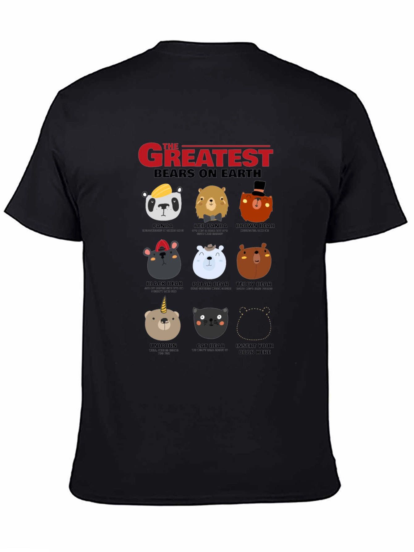 Black Greatest Bears on Earth Graphic T-Shirt view 4
