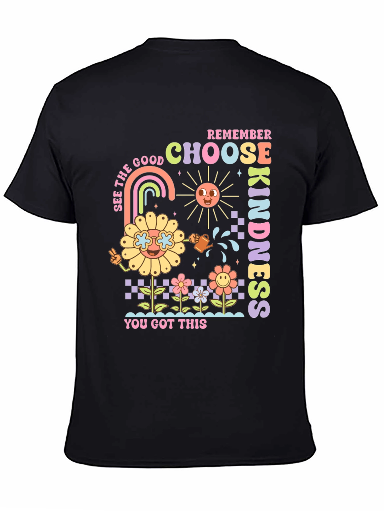 Black Choose Kindness Graphic Tee - Retro Style view 4
