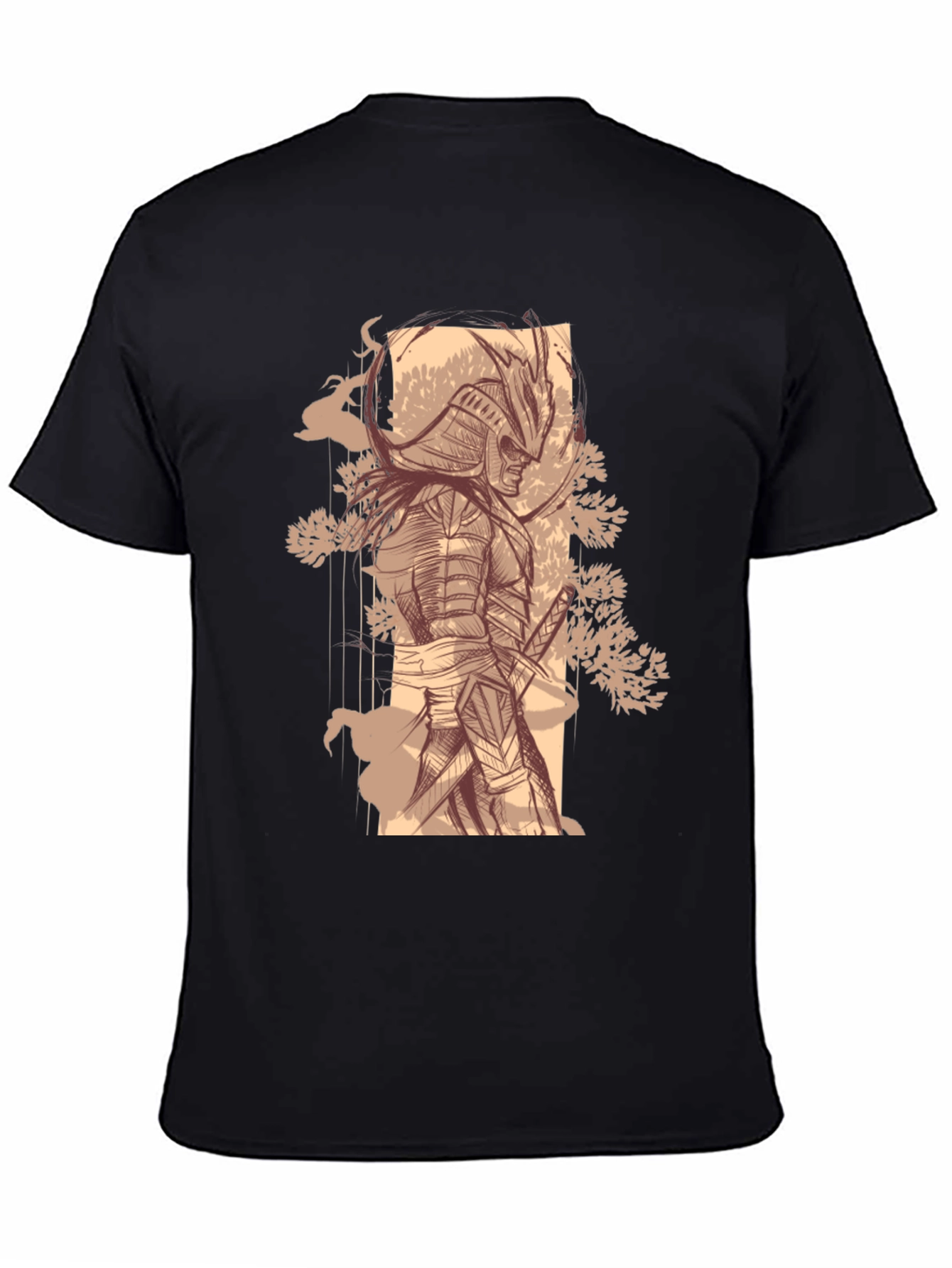 Black Samurai Graphic Tee - Stylish Black Cotton T-Shirt view 4