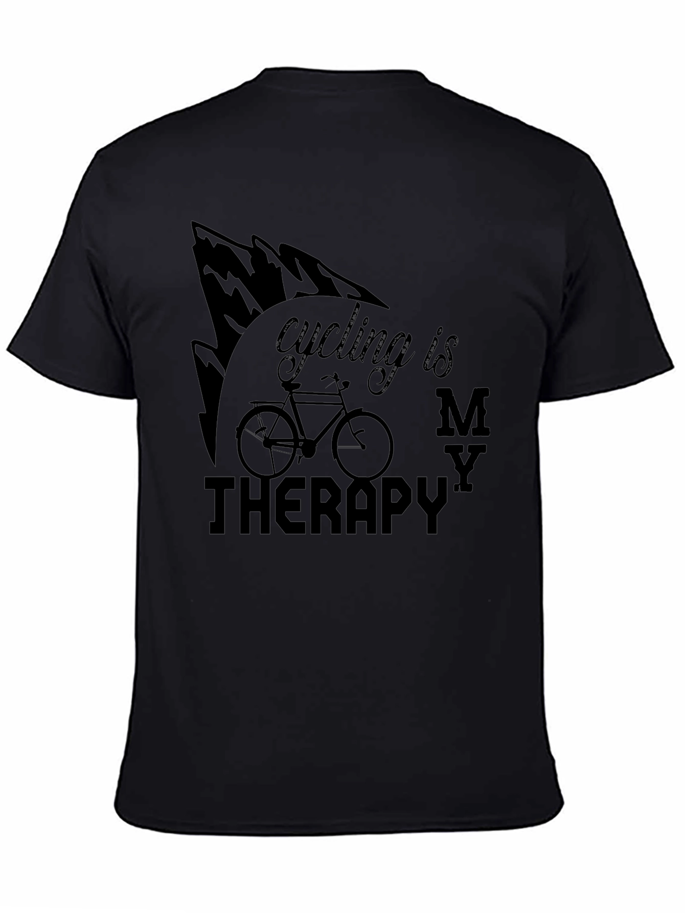 Black Cycling Is My Therapy T-Shirt view 4