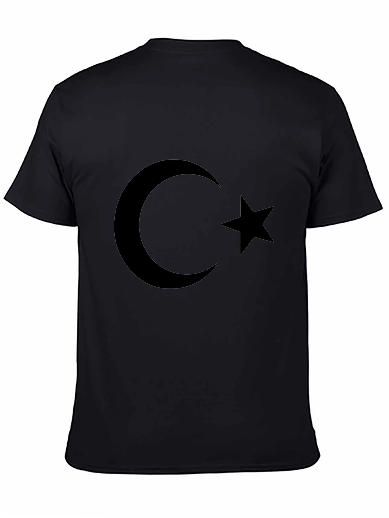 Black Crescent Moon Star Graphic Tee - Black Cotton T-Shirt view 4