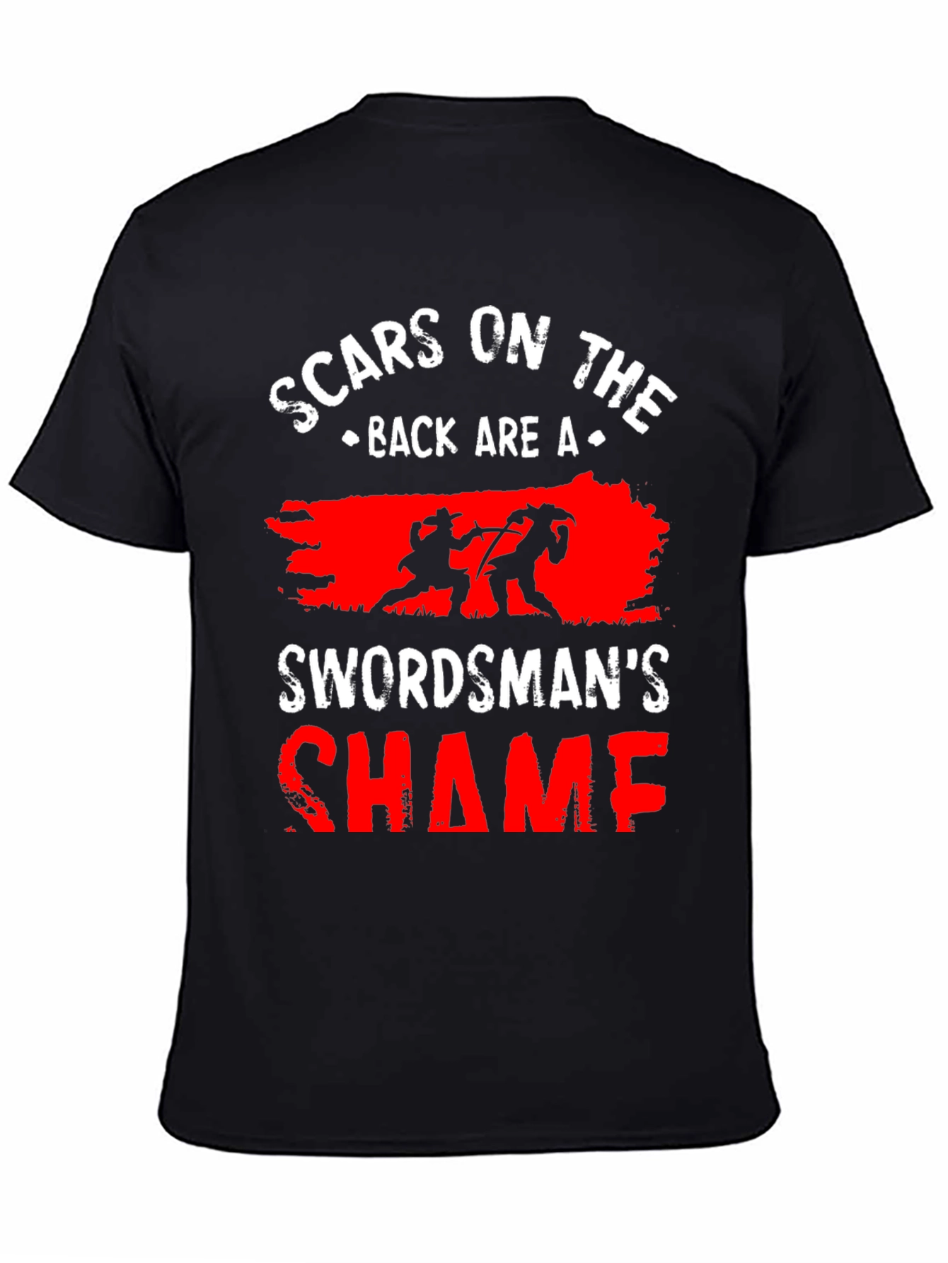 Black Scars on the Back Swordsman's Shame T-Shirt view 4