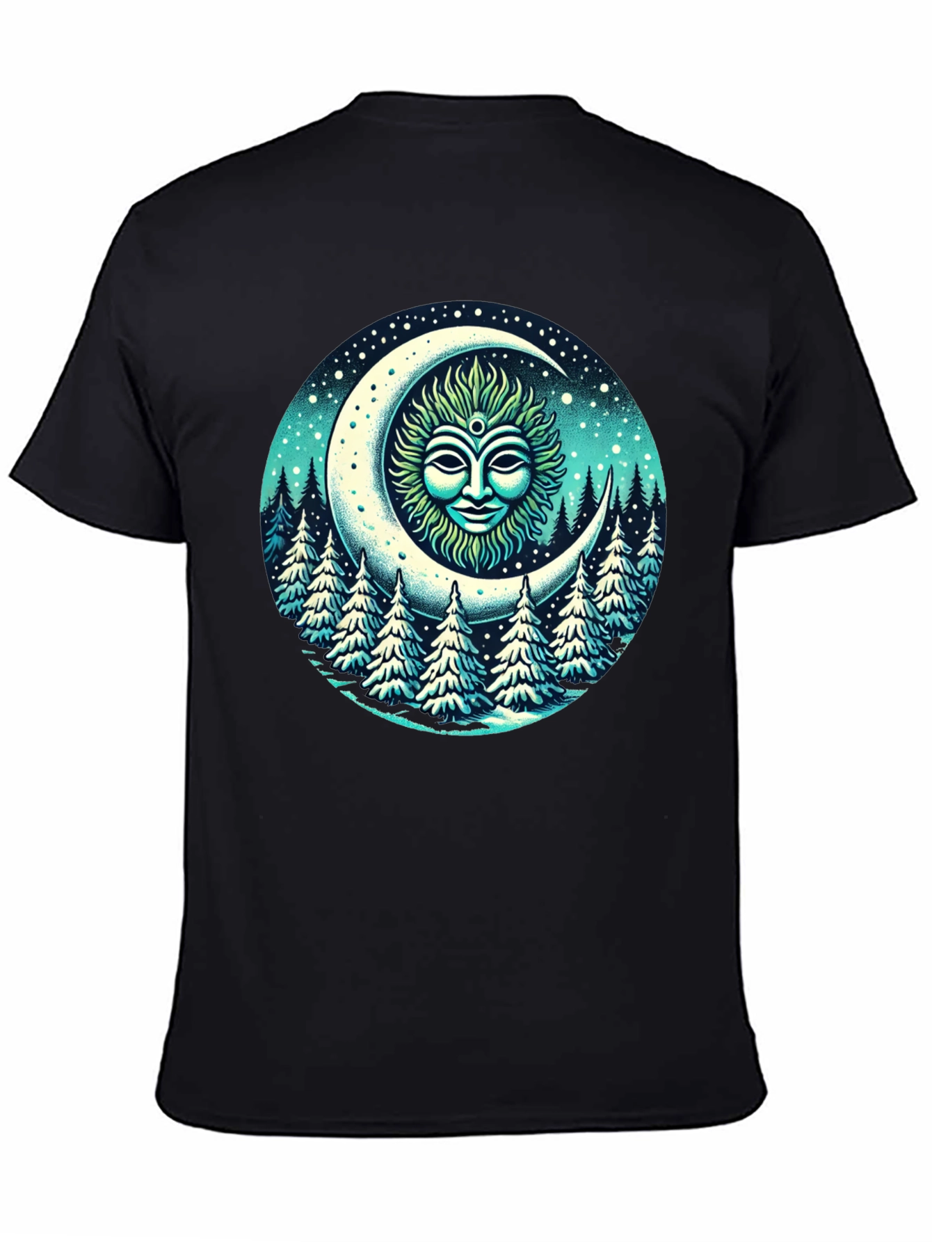 Black Celestial Moon Forest T-Shirt view 4
