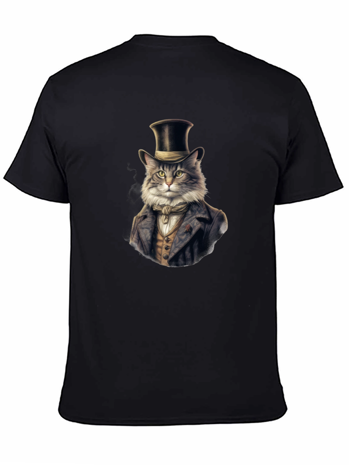 Black Dapper Cat Top Hat T-Shirt view 4