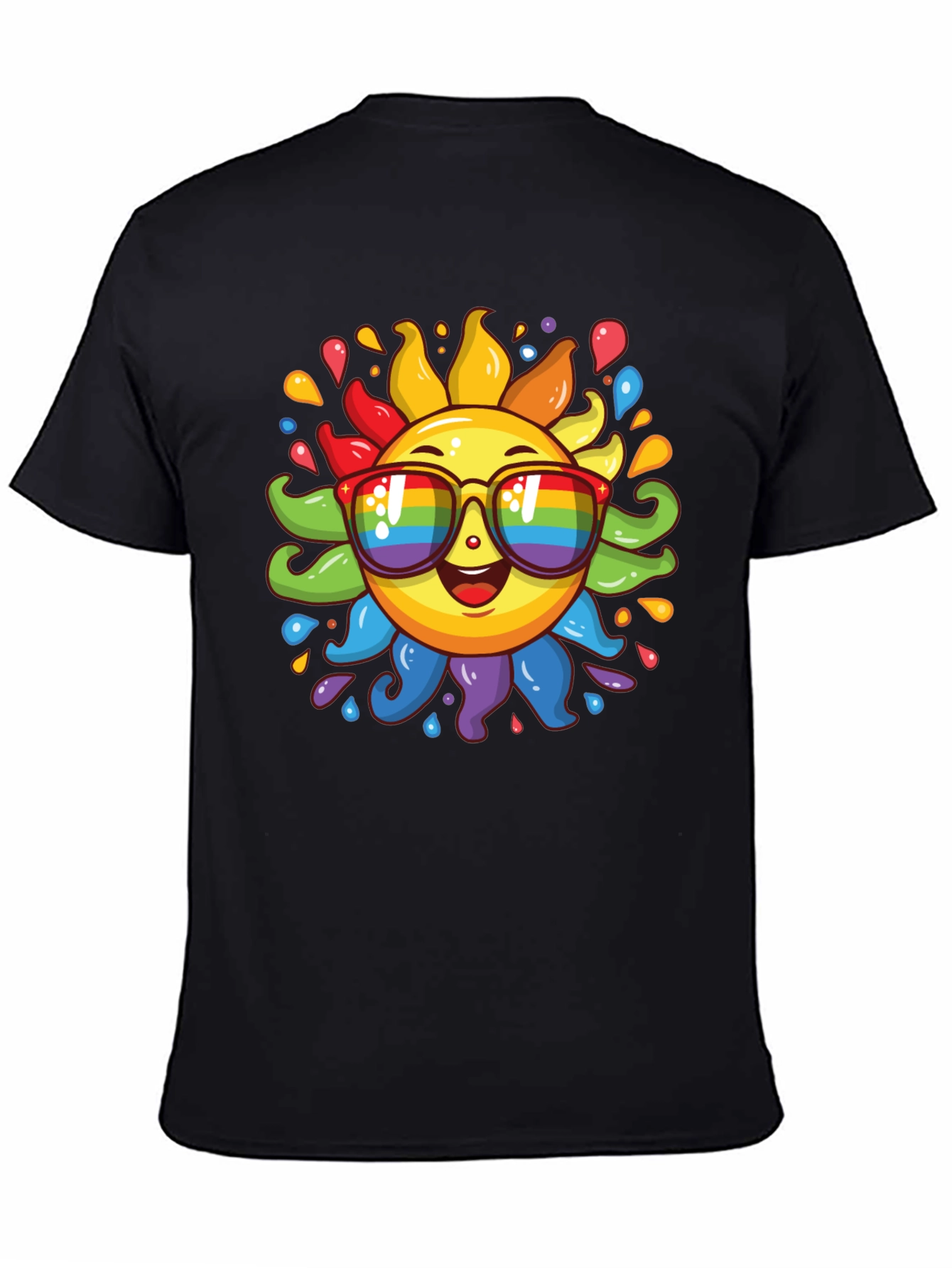 Black Rainbow Sun Graphic Tee - Pride Style Shirt view 4