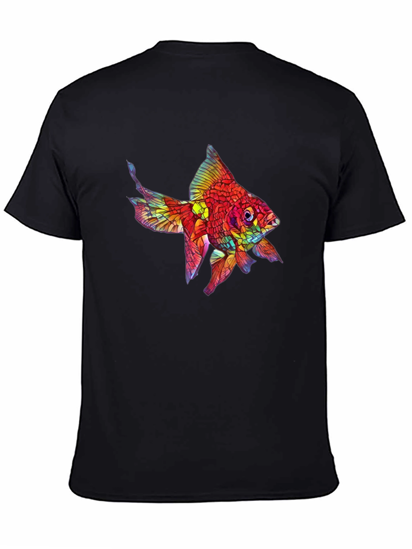 Black Vibrant Fish Graphic Black T-Shirt view 4