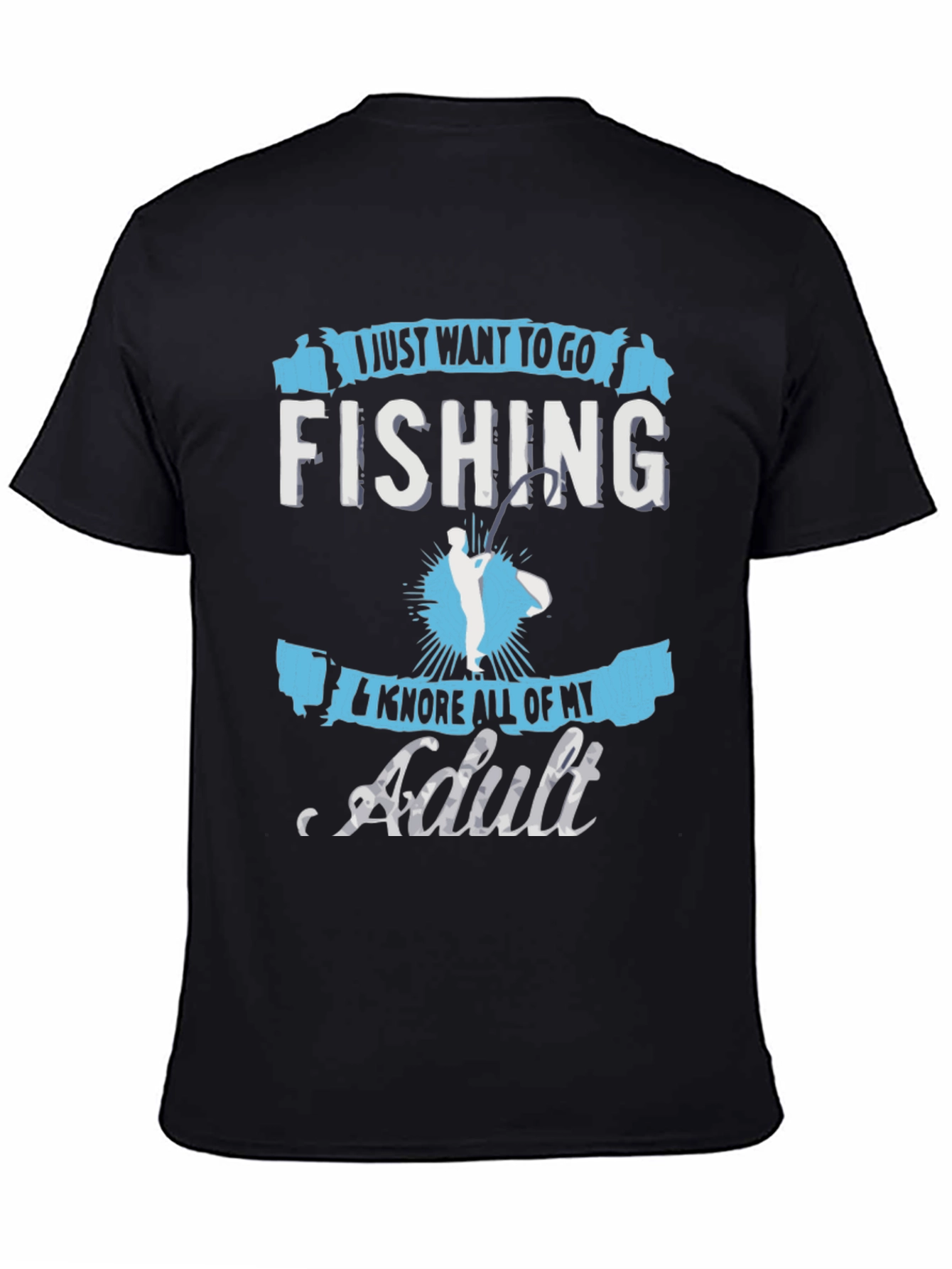 Black Fishing Lover T-Shirt - Ignore Adulting! view 4