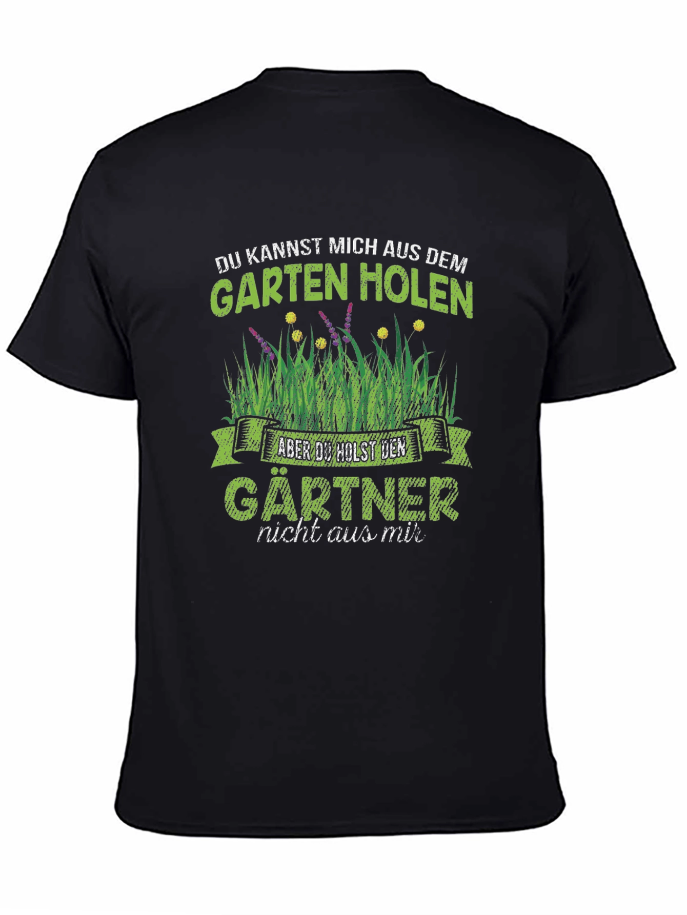 Black Gardener T-Shirt - German Gardening Humor view 4