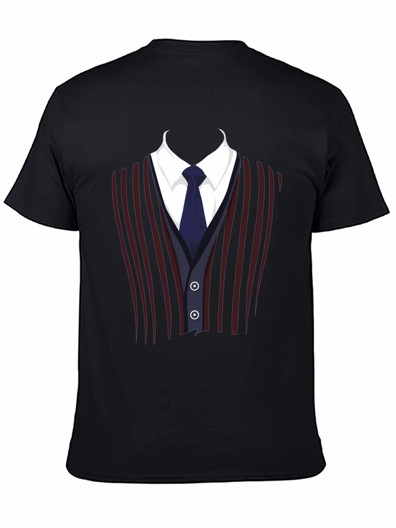 Black Suit Vest Graphic Tee - Funny Costume T-Shirt view 4