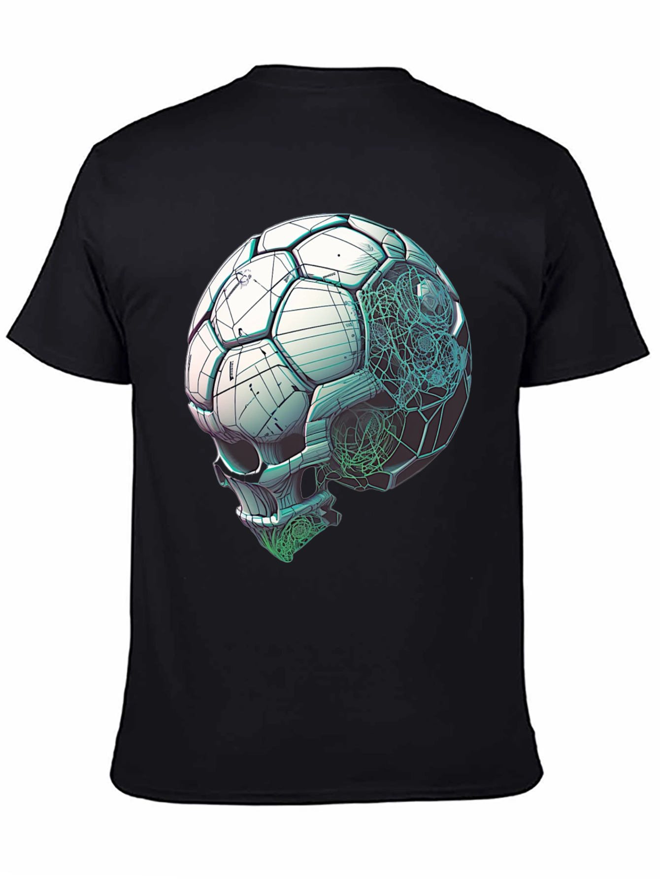 Black Soccer Ball Skull Graphic Tee - Unique Design view 4