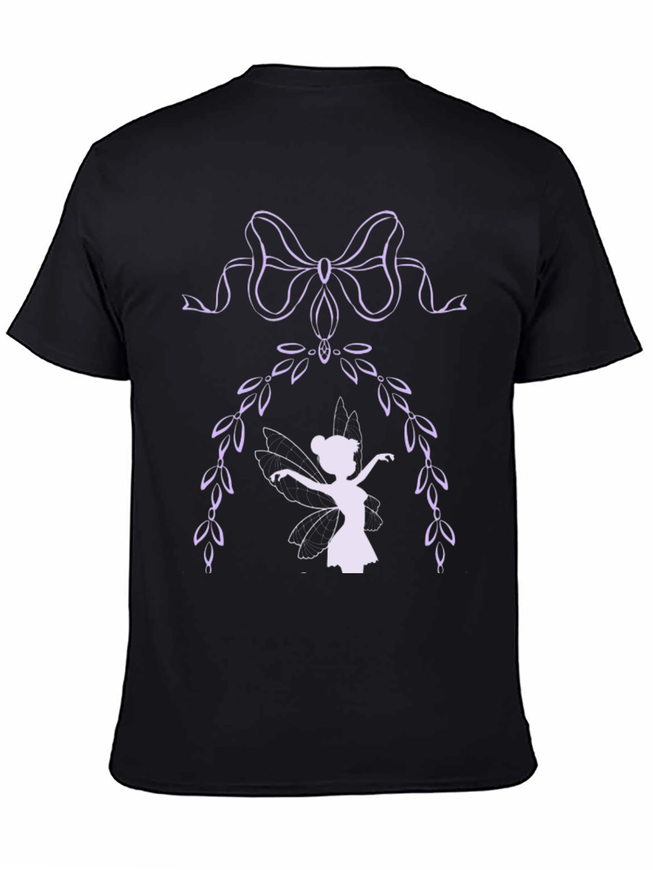 Black Whimsical Fairy Graphic Tee - Black Cotton Blend view 4