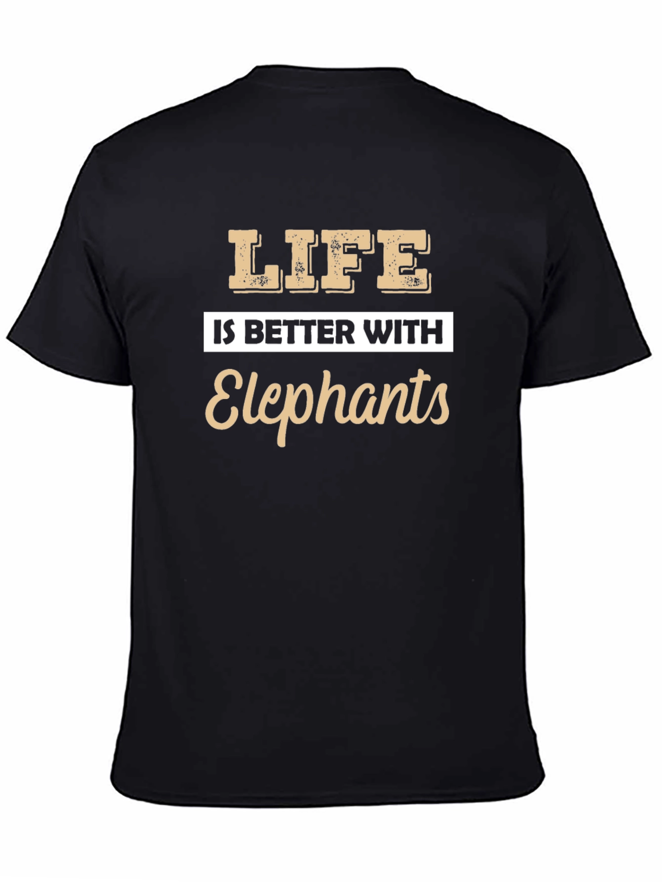 Black Life is Better with Elephants Graphic T-Shirt view 4