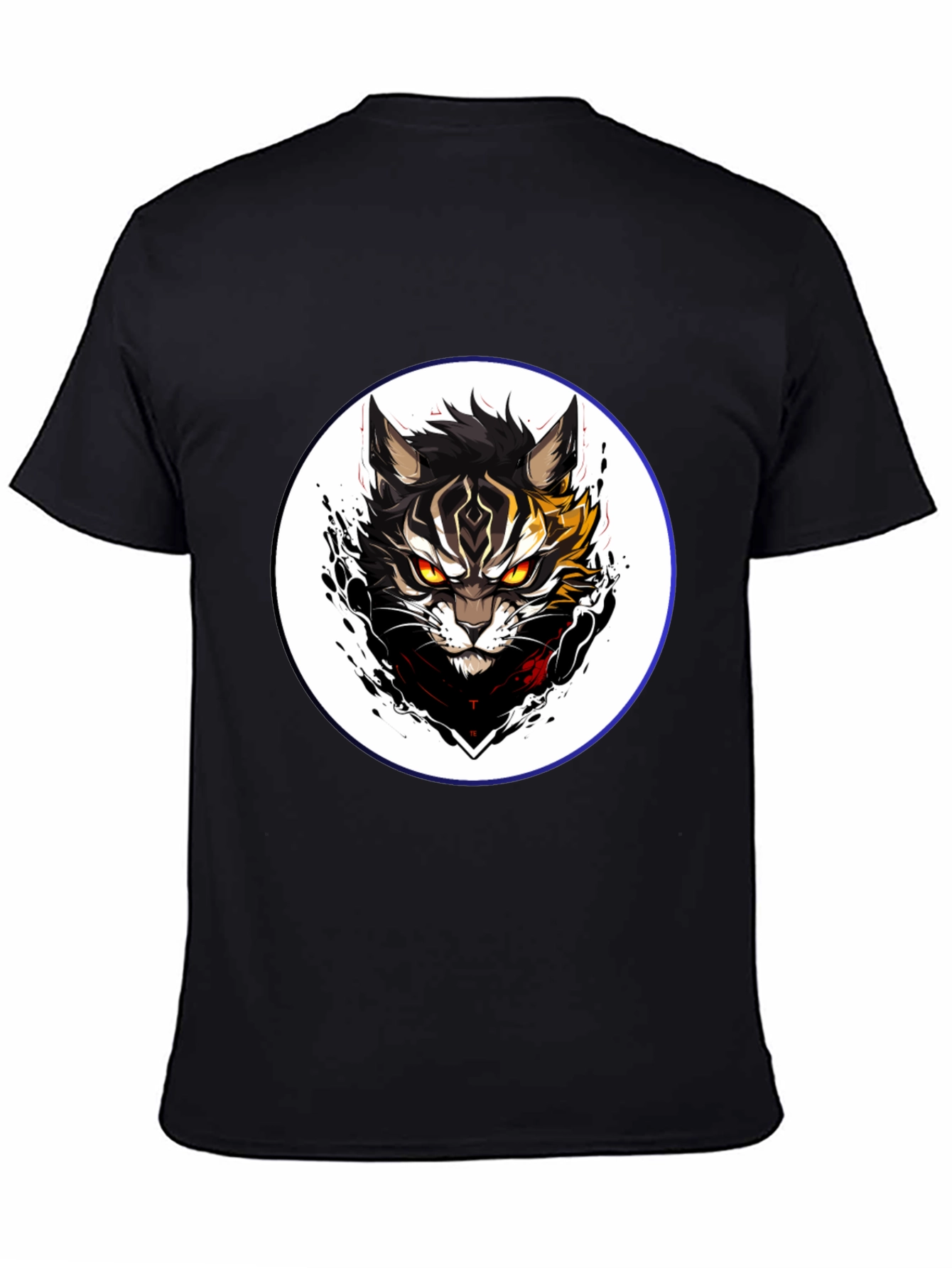 Black Black T-Shirt with Cat Design view 4