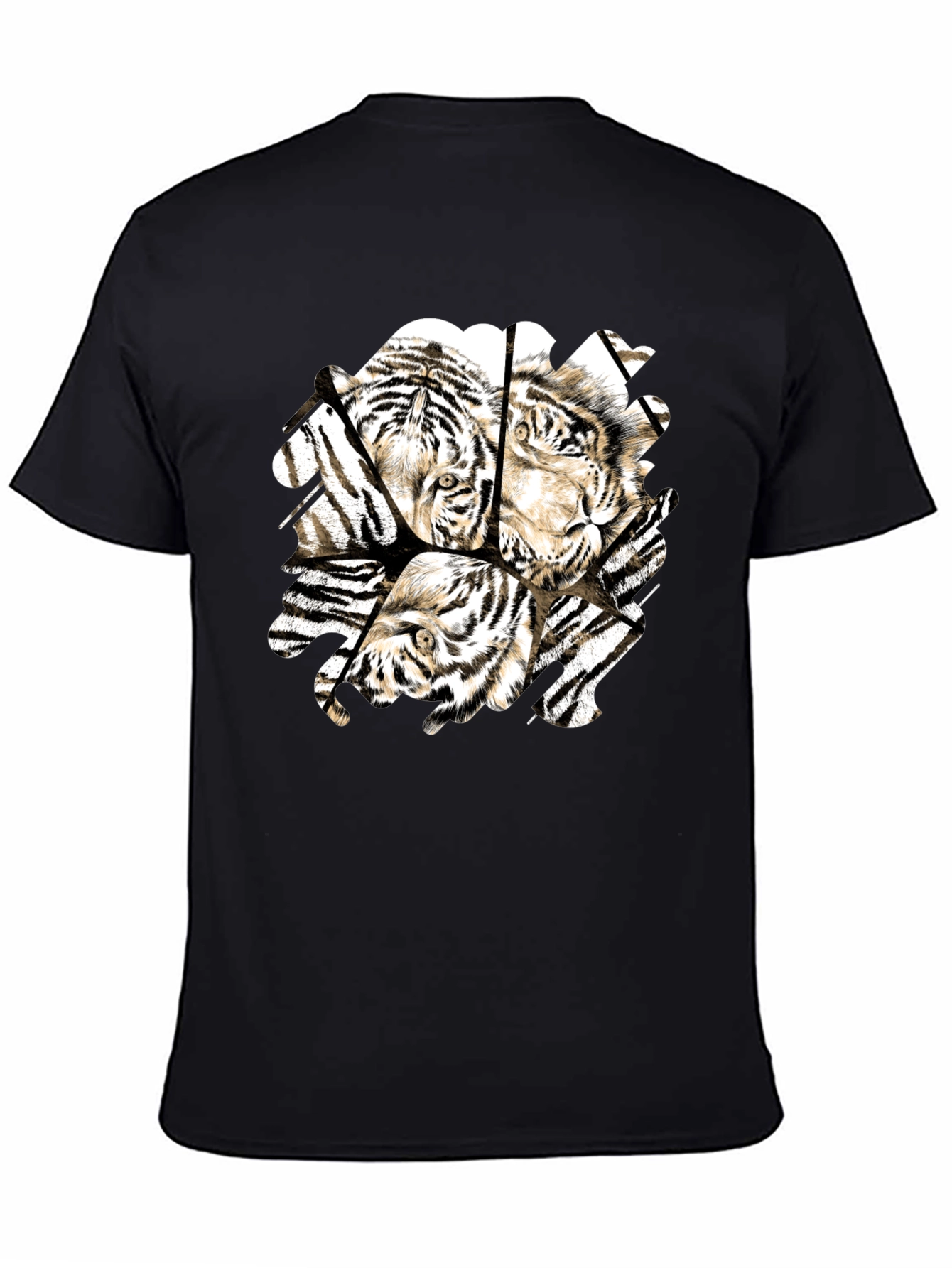 Black Tiger Graphic Black T-Shirt for Men view 4