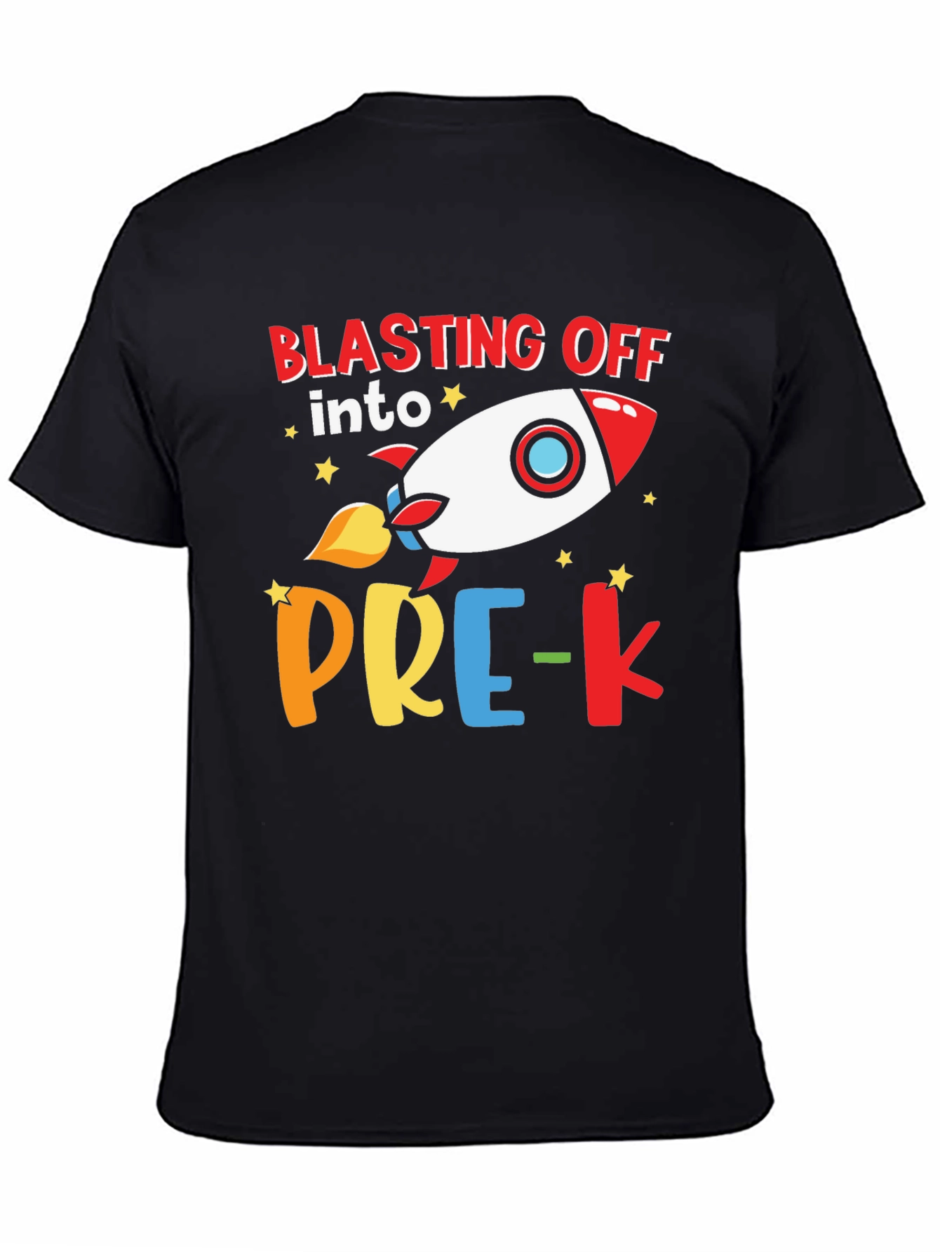Black Blasting Off into Pre-K Rocket T-Shirt view 4