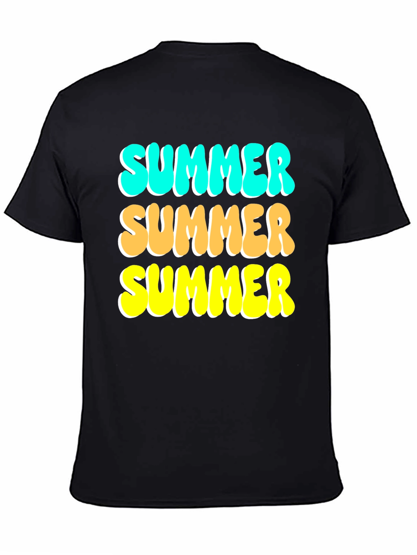 Black Summer T-Shirt - Funky Retro Design view 4