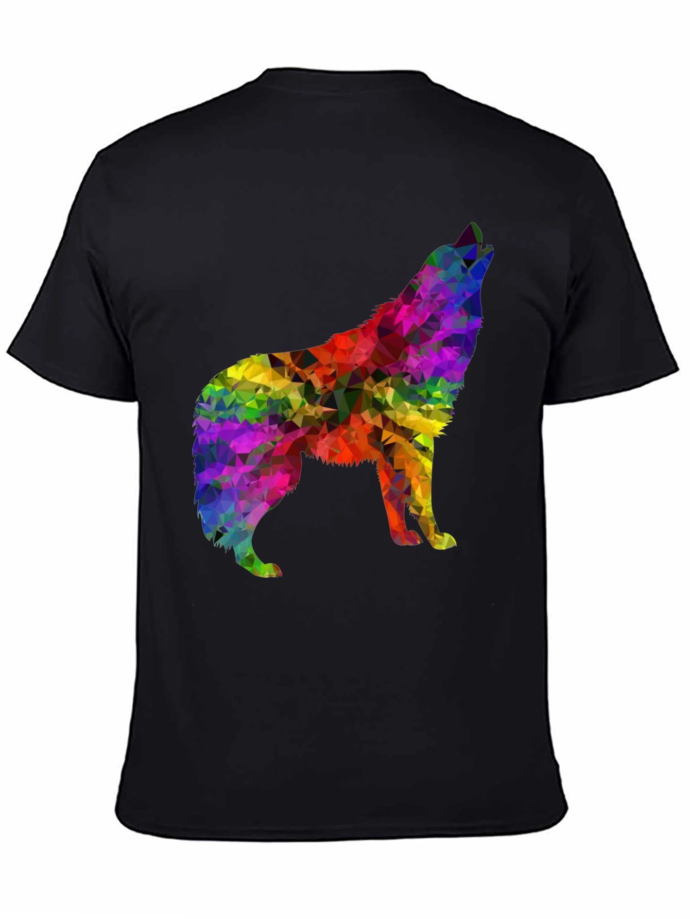 Black Geometric Wolf Graphic Tee - Men's Black T-Shirt view 4