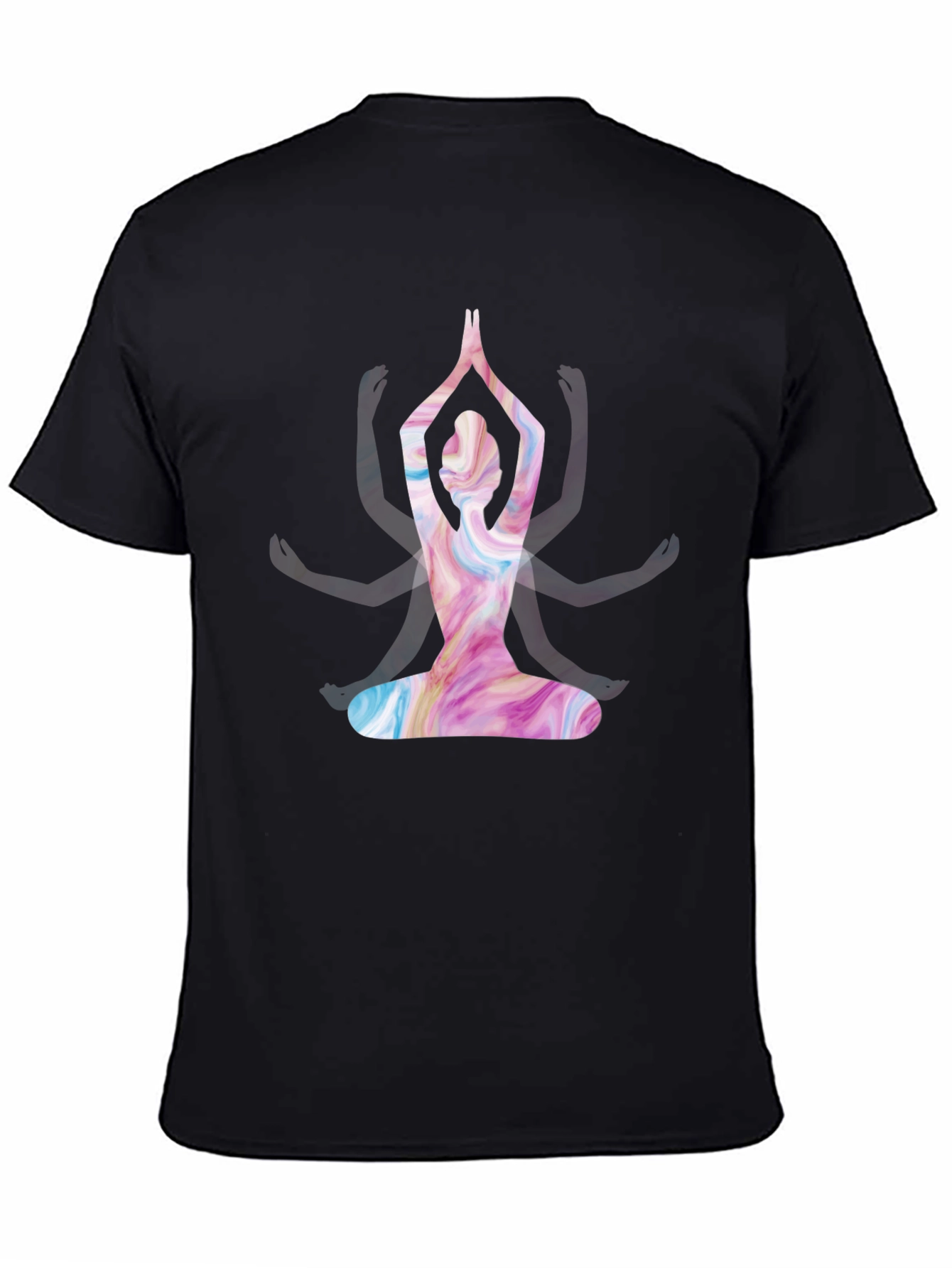 Black Yoga Pose Graphic Tee - Black Unisex T-Shirt view 4