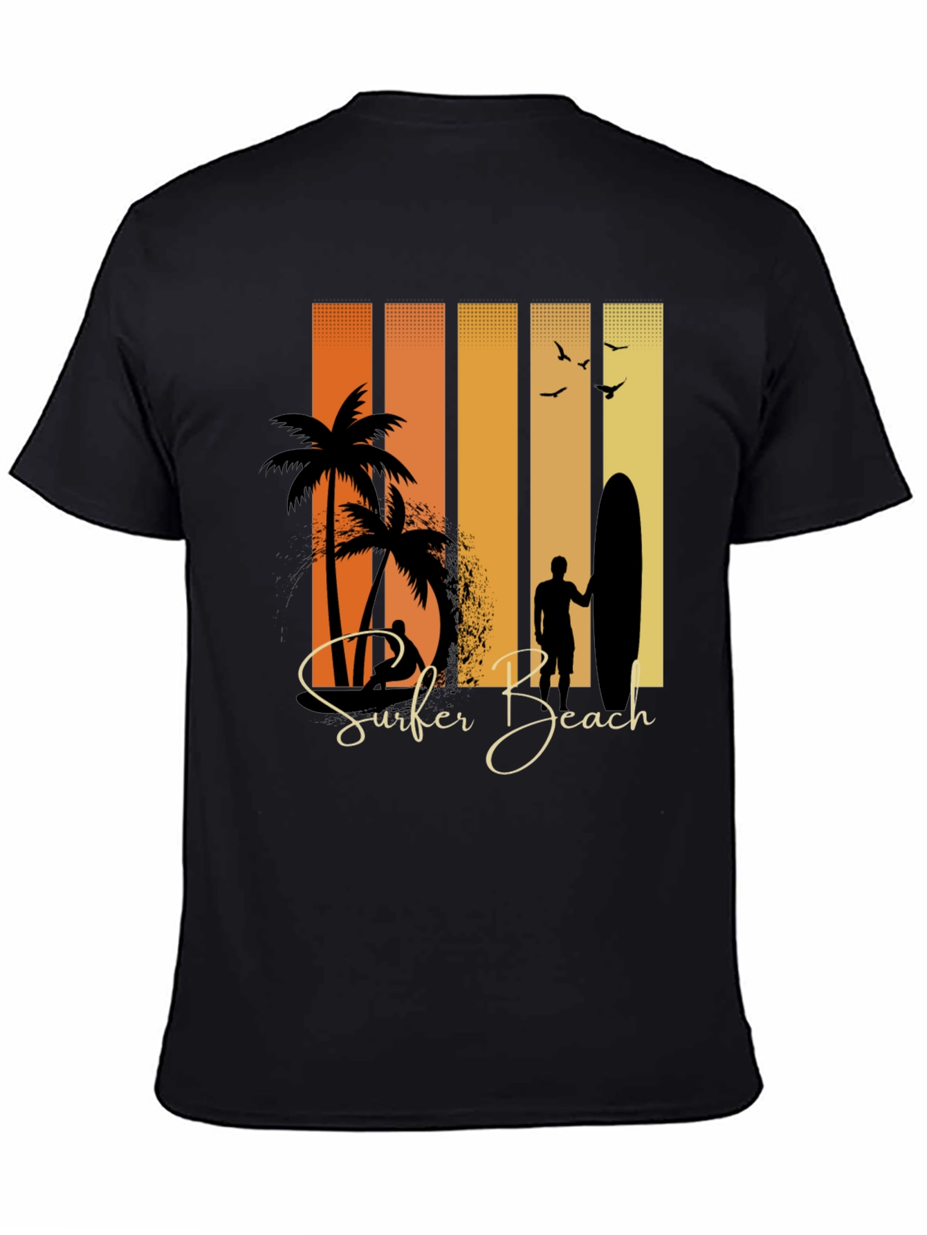 Black Surfer Beach Graphic Tee - Stylish Summer Wear view 4