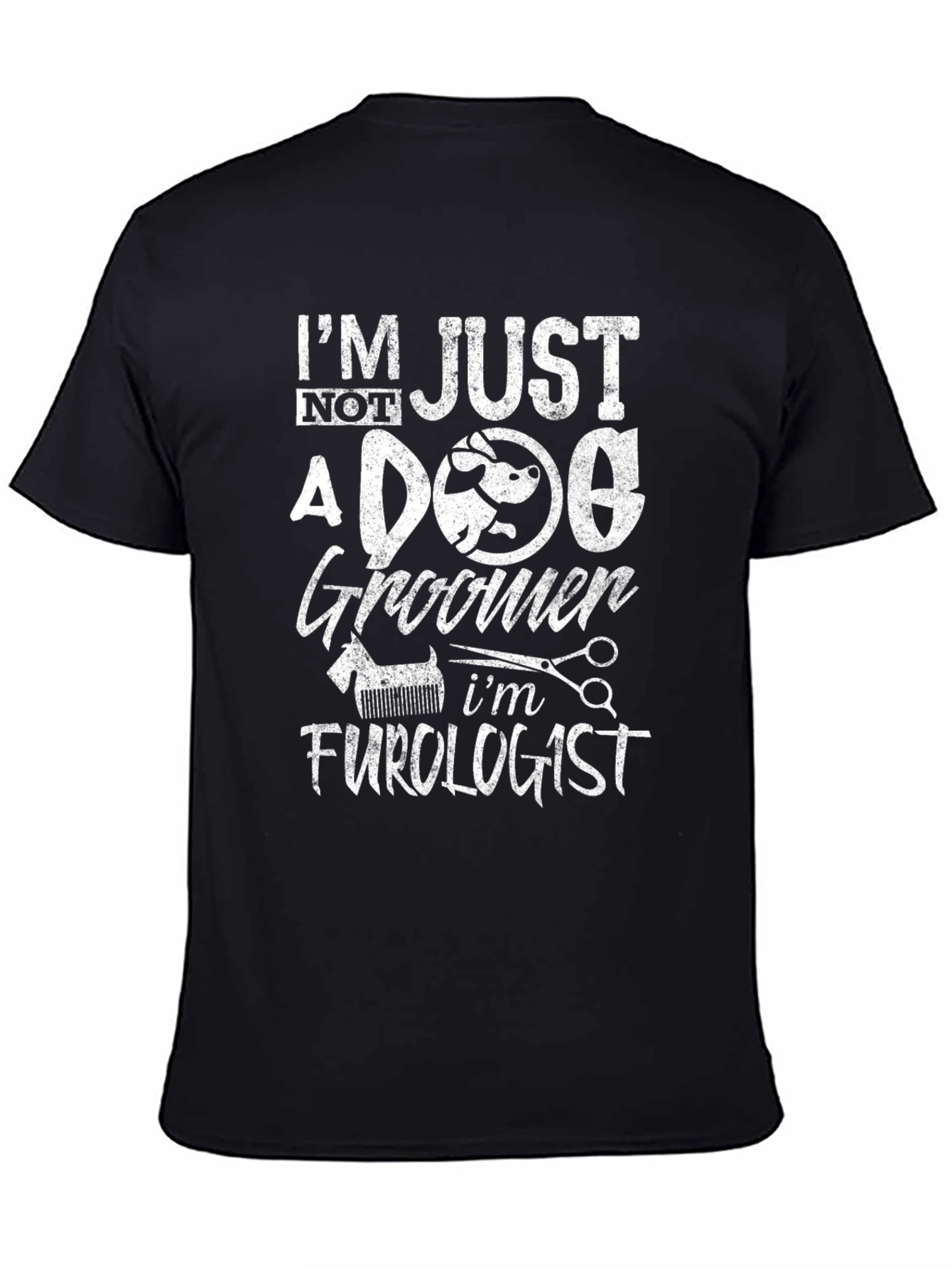 Black Dog Groomer Furlogist Novelty T-Shirt view 4