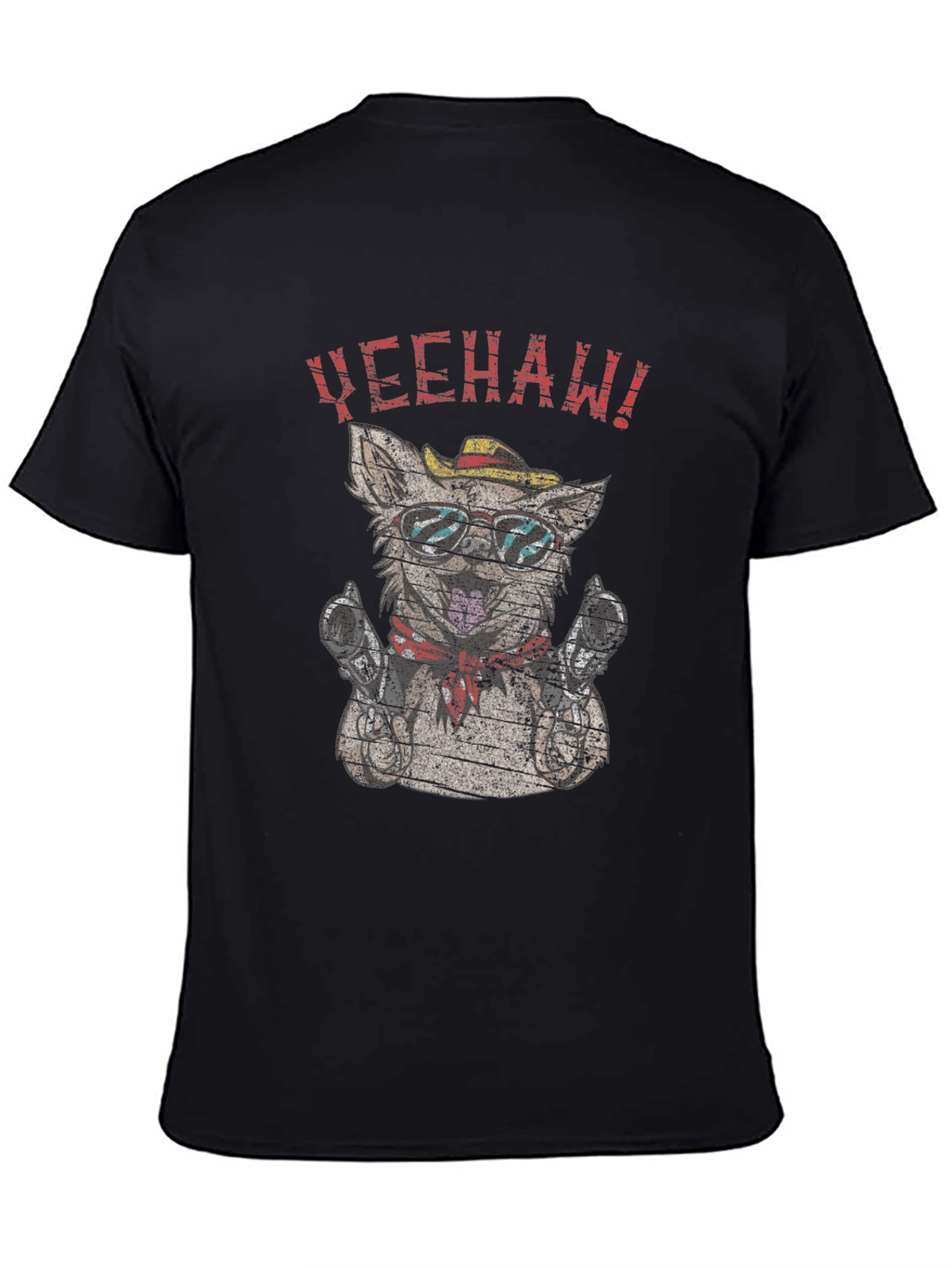 Black Yeehaw Dog T-Shirt - Novelty Graphic Tee view 4