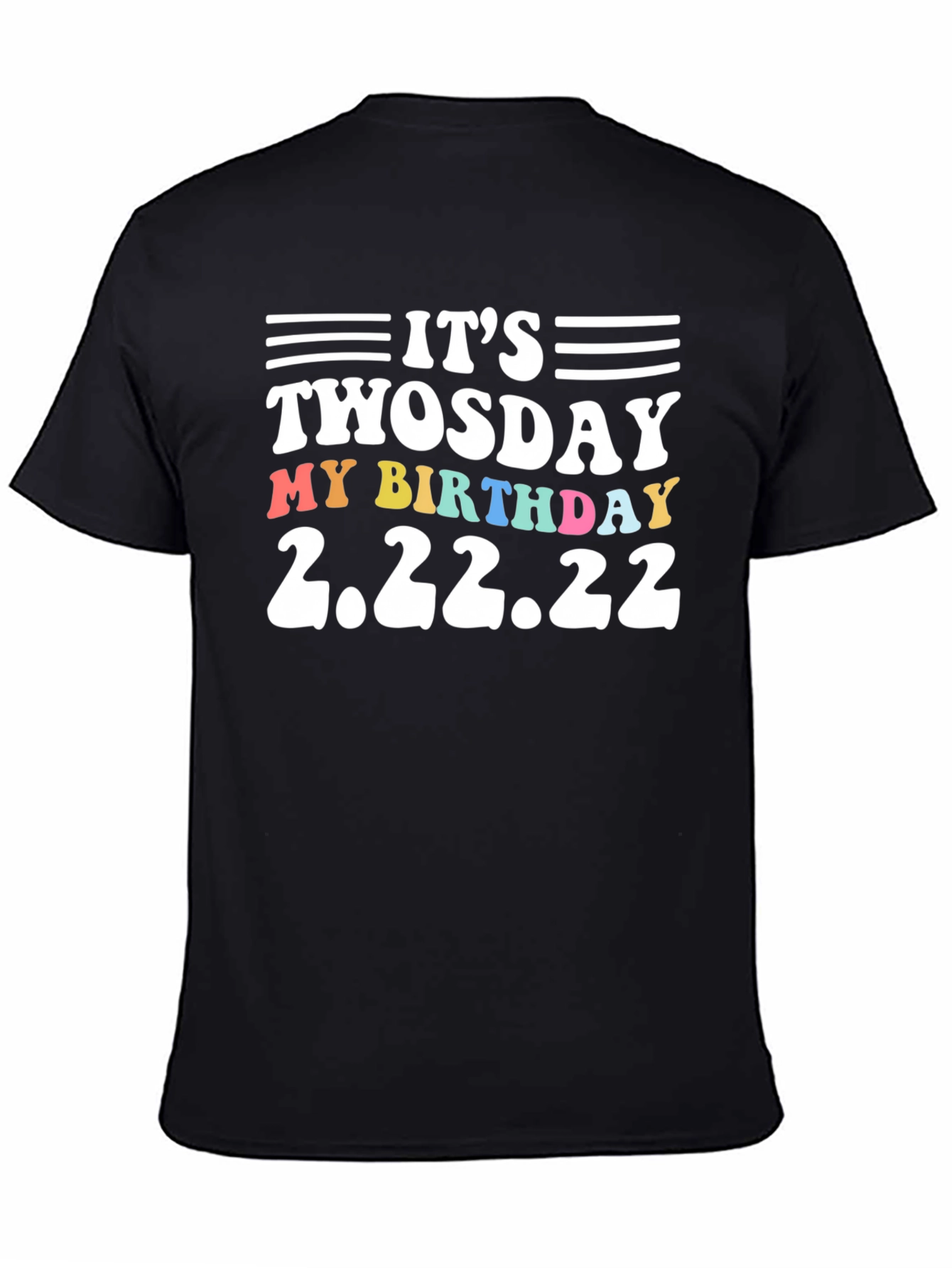 Black It's Twosday My Birthday 2.22.22 Black T-Shirt view 4