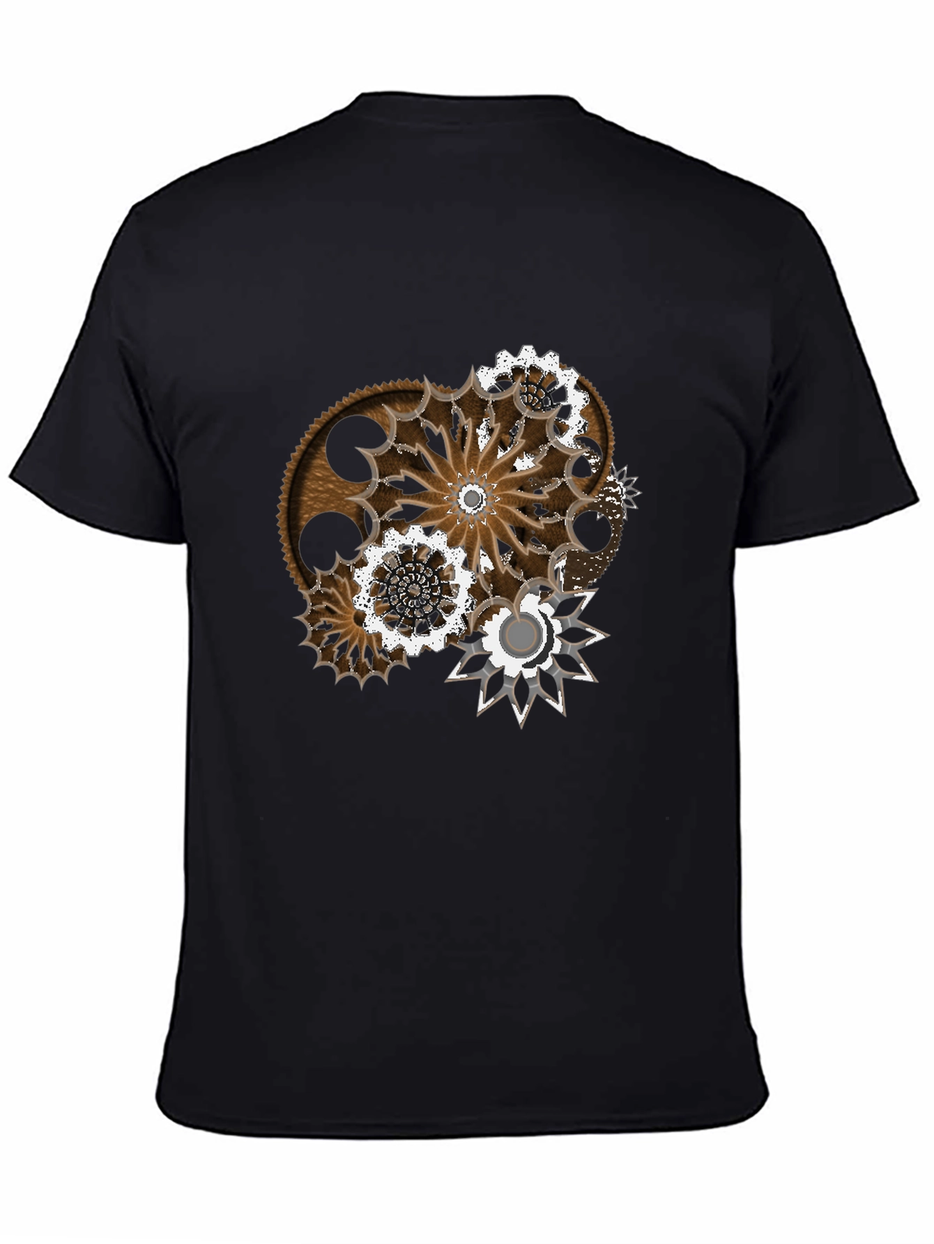 Black Steampunk Gear Graphic T-Shirt - Unique Design view 4