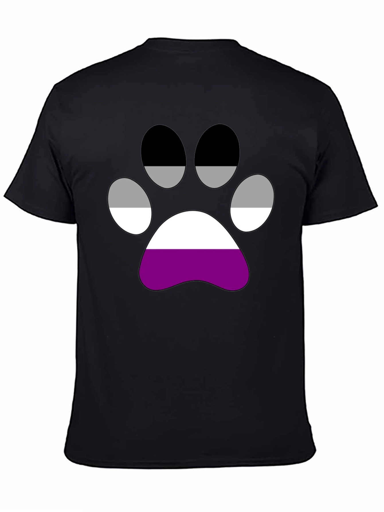 Black Asexual Pride Paw Print T-Shirt view 4