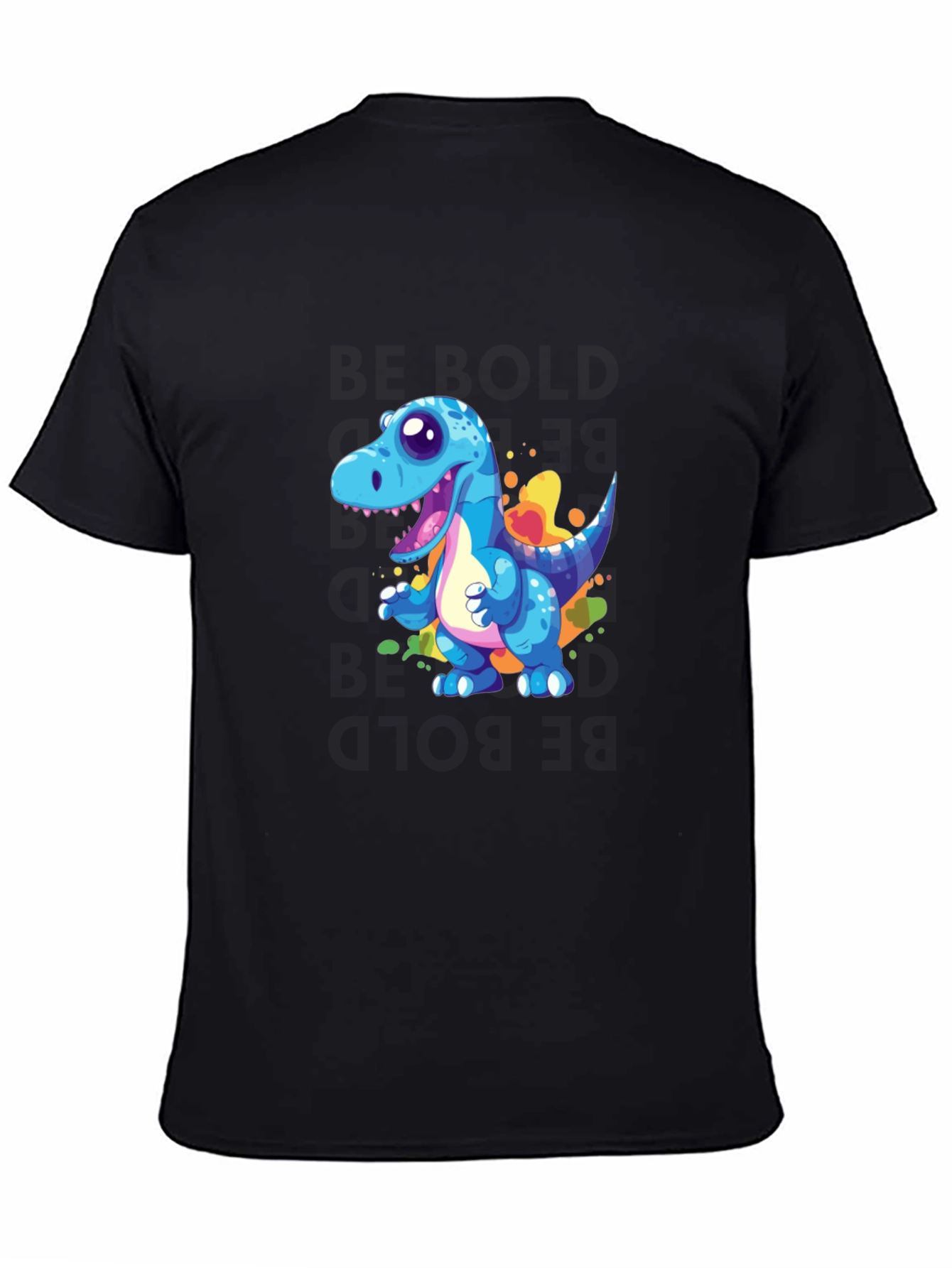 Black Cartoon Dinosaur Graphic Black T-Shirt view 4