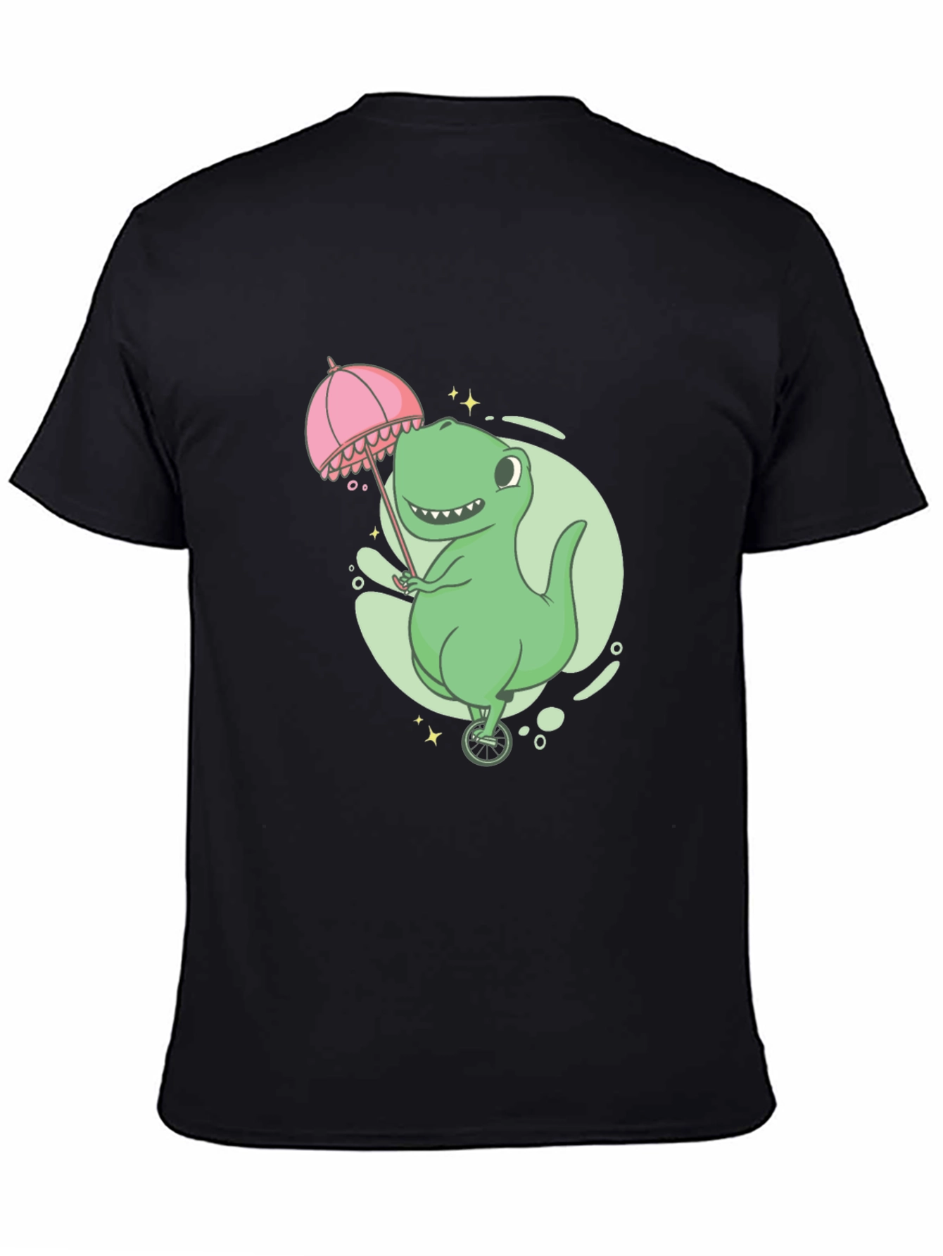 Black Dino Unicycle T-Shirt - Black Graphic Tee view 4