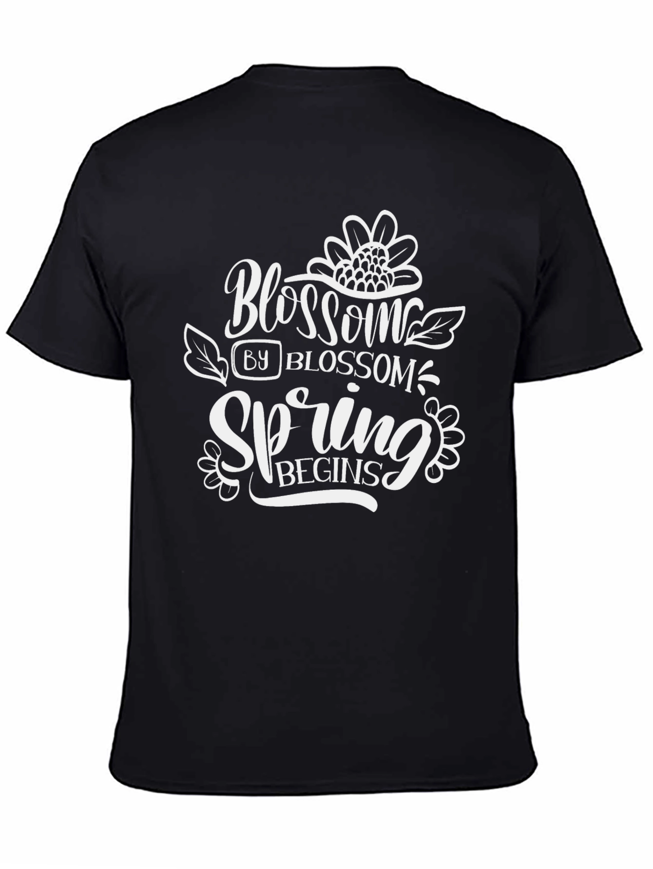 Black Blossom Spring Begins Graphic Tee - Black view 4