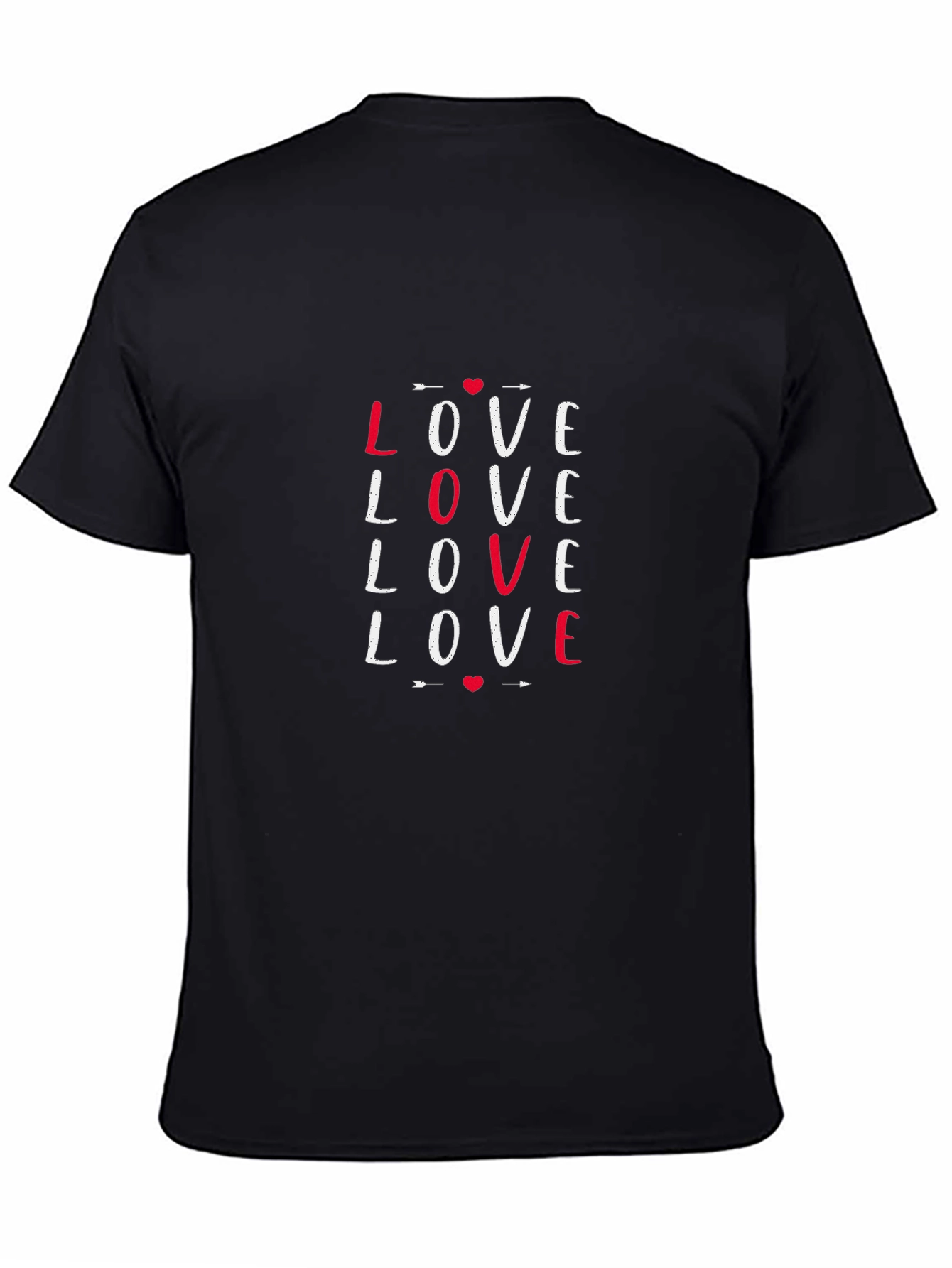 Black Love Repeated Graphic Tee - Black Cotton Blend view 4