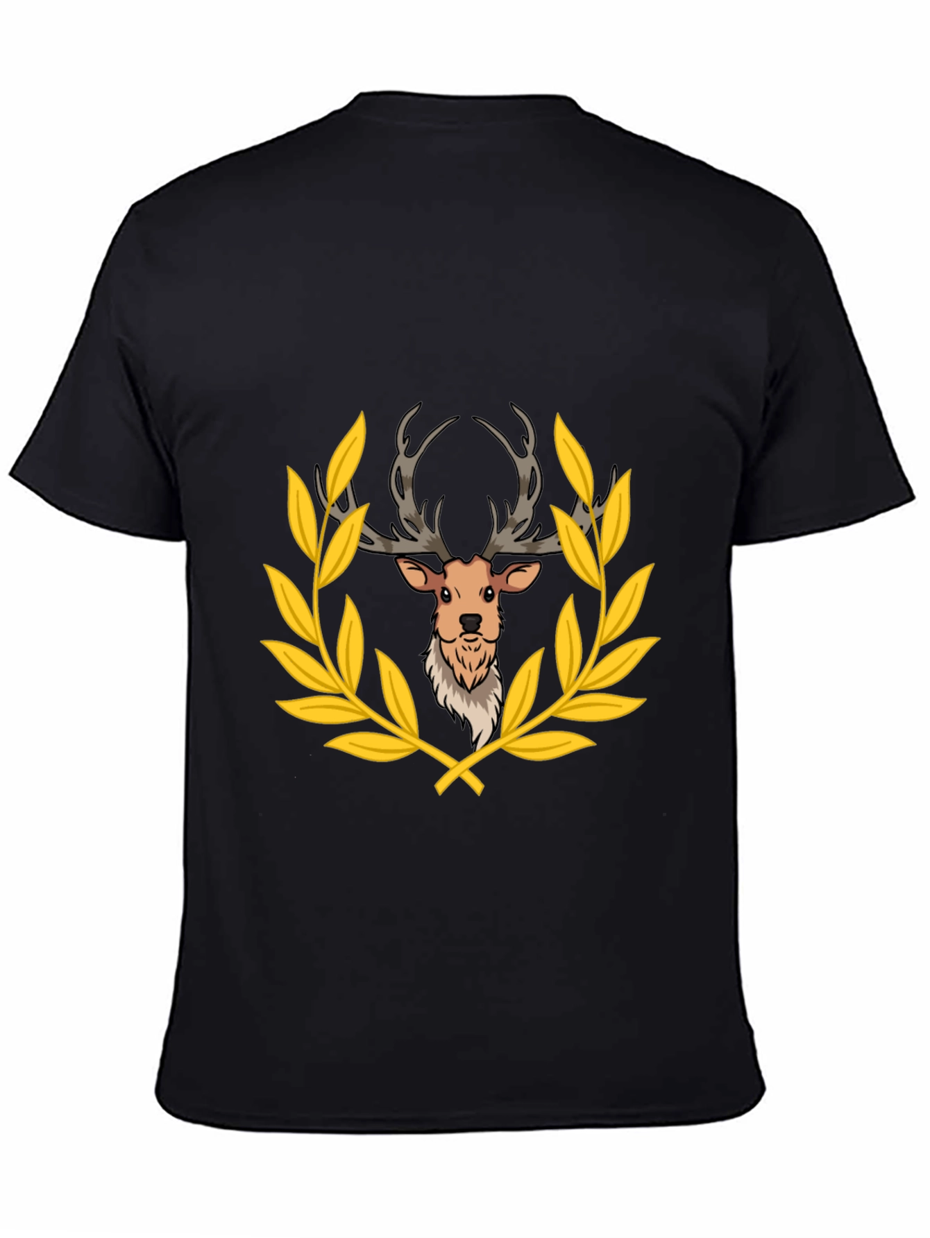 Black Deer Laurel Wreath Black T-Shirt view 4
