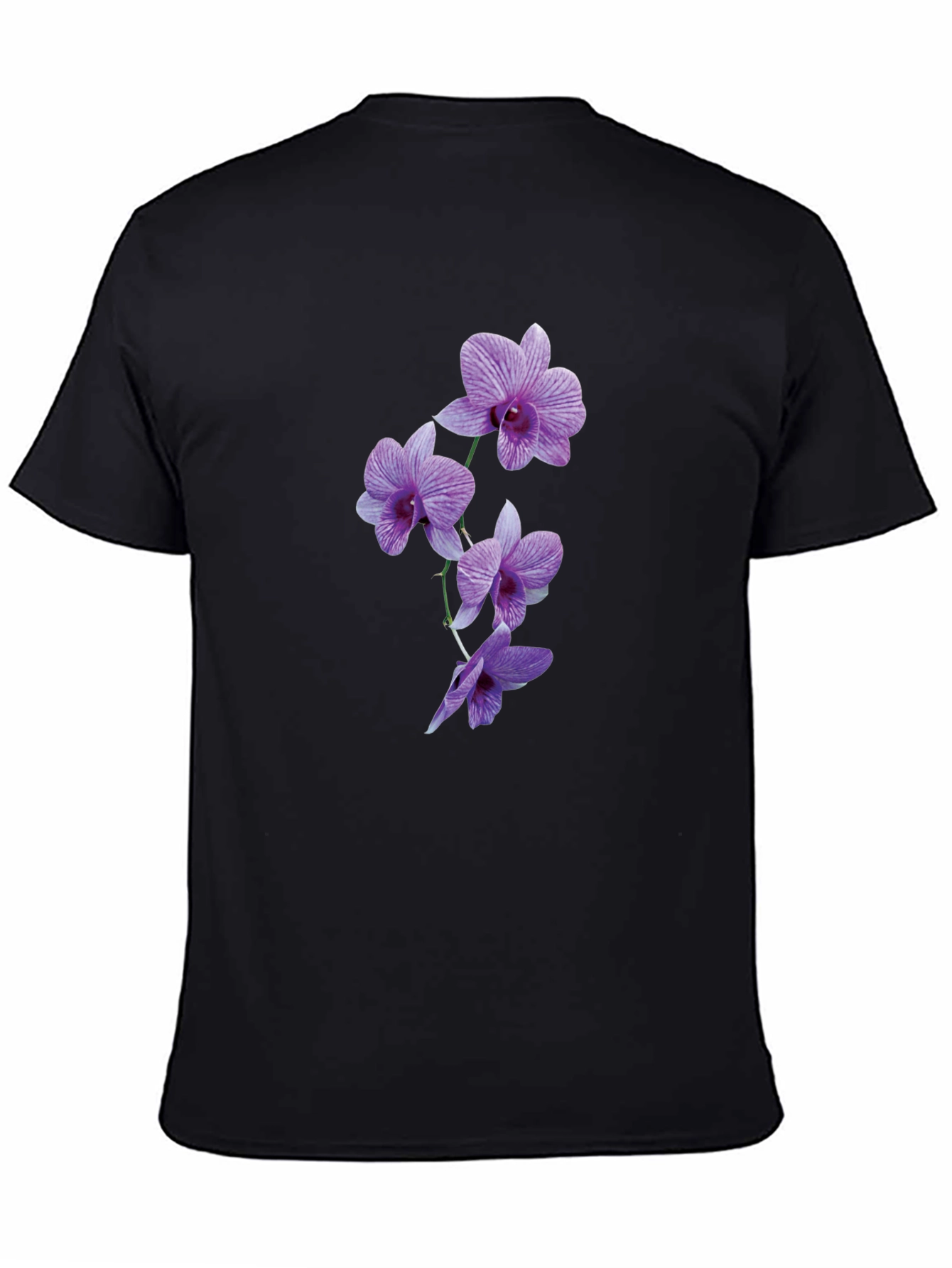 Black Orchid Flower Black T-Shirt view 4