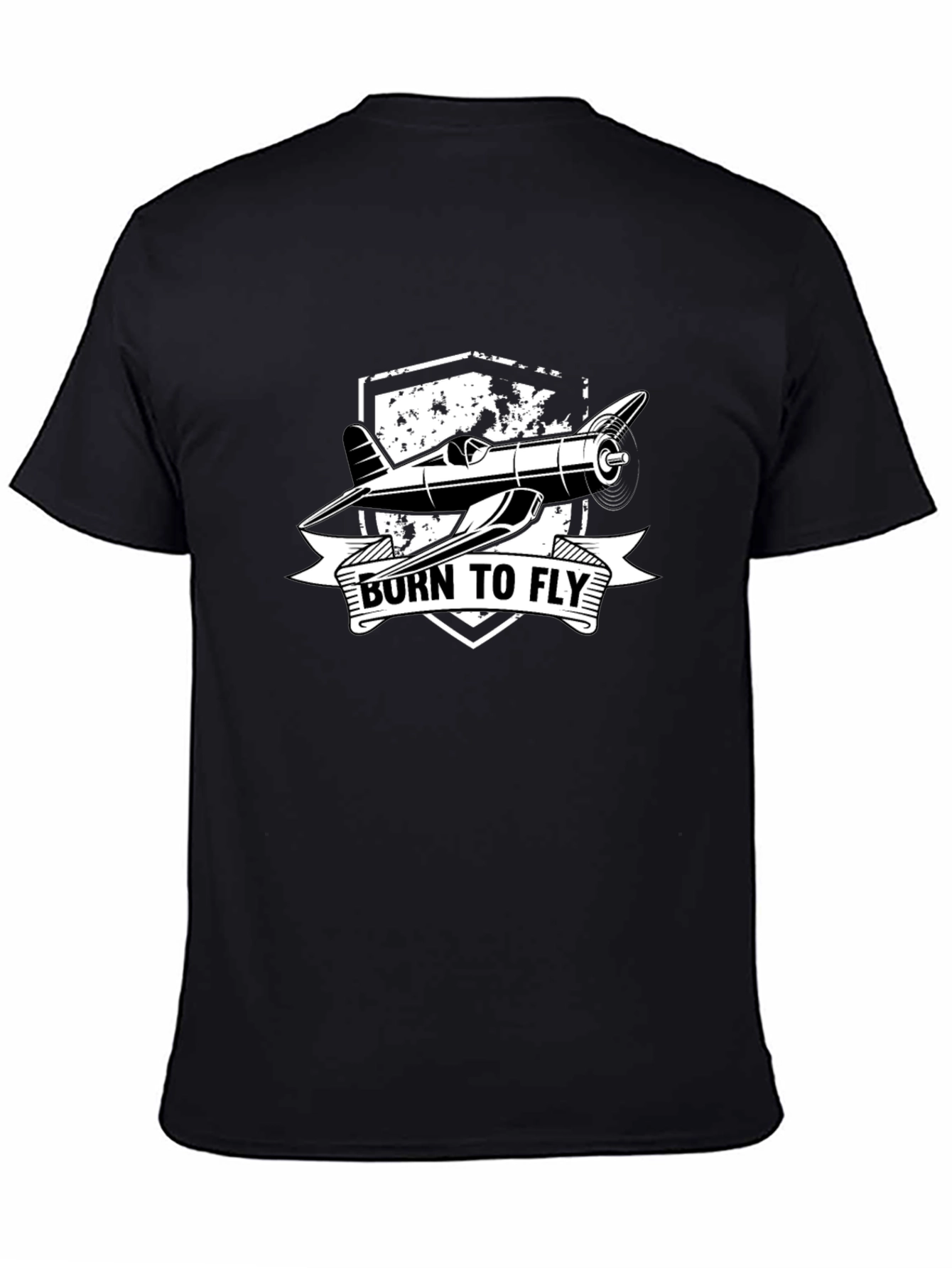 Born to Fly Airplane Graphic Tee - Black - 4