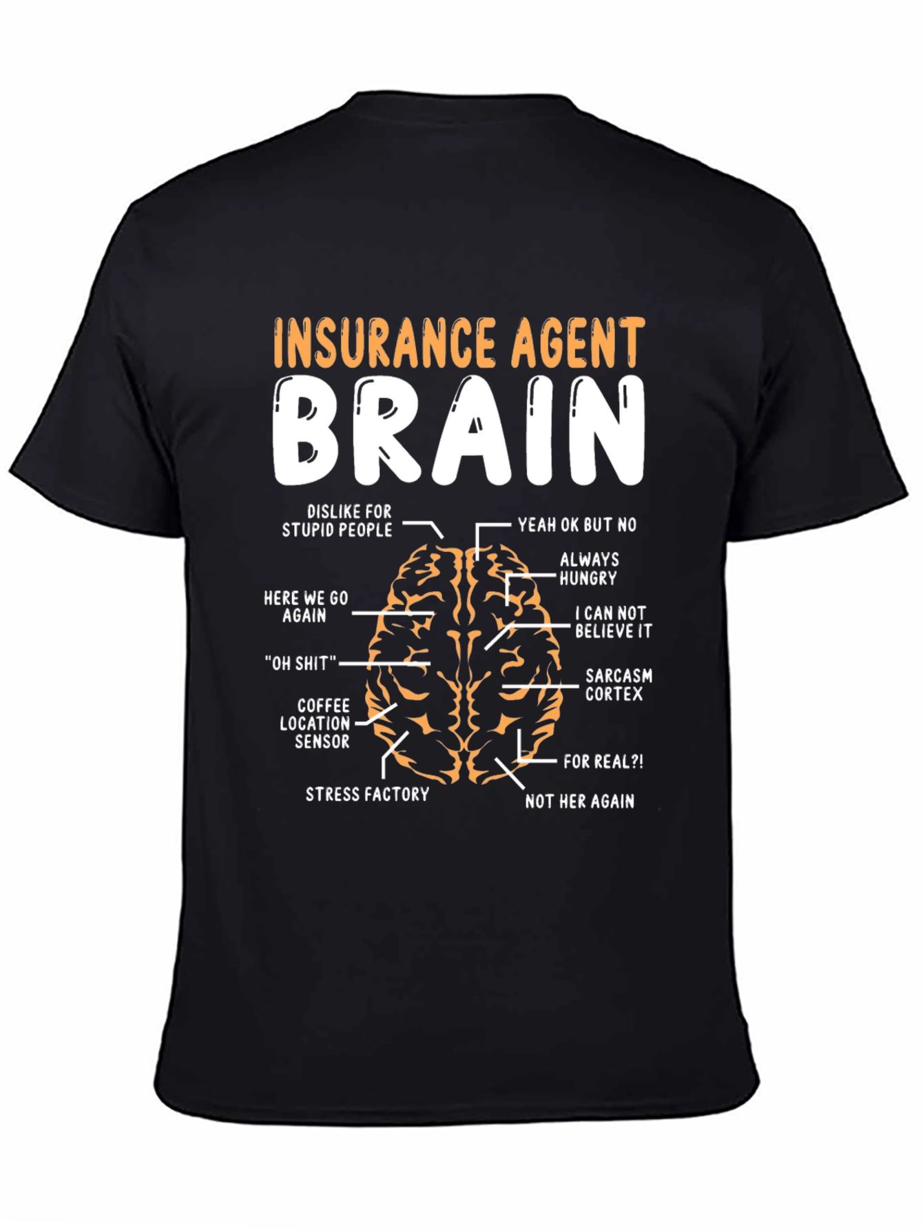 Black Insurance Agent Brain Humor T-Shirt view 4