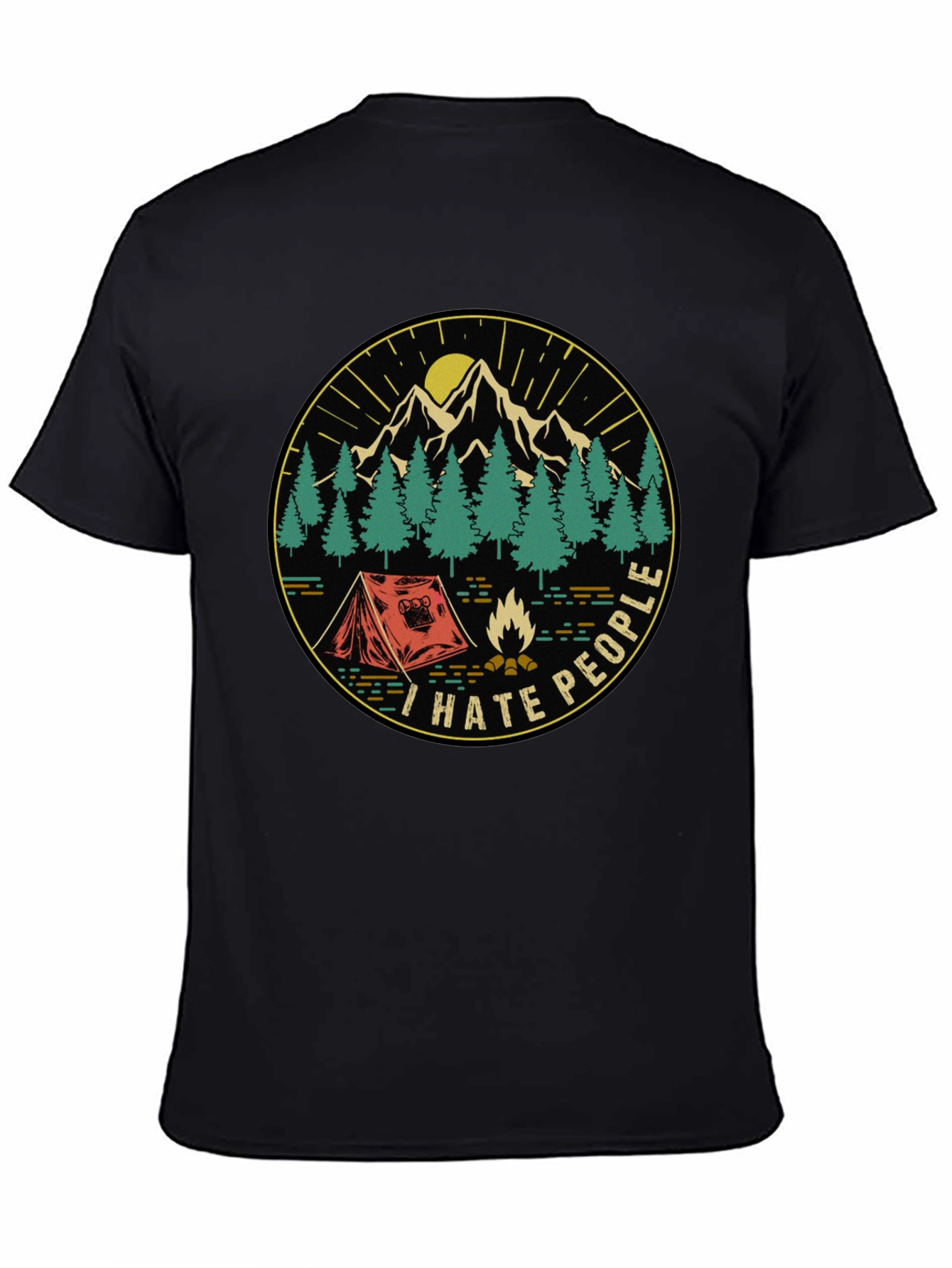 Black I Hate People Camping T-Shirt - Nature Lover Tee view 4
