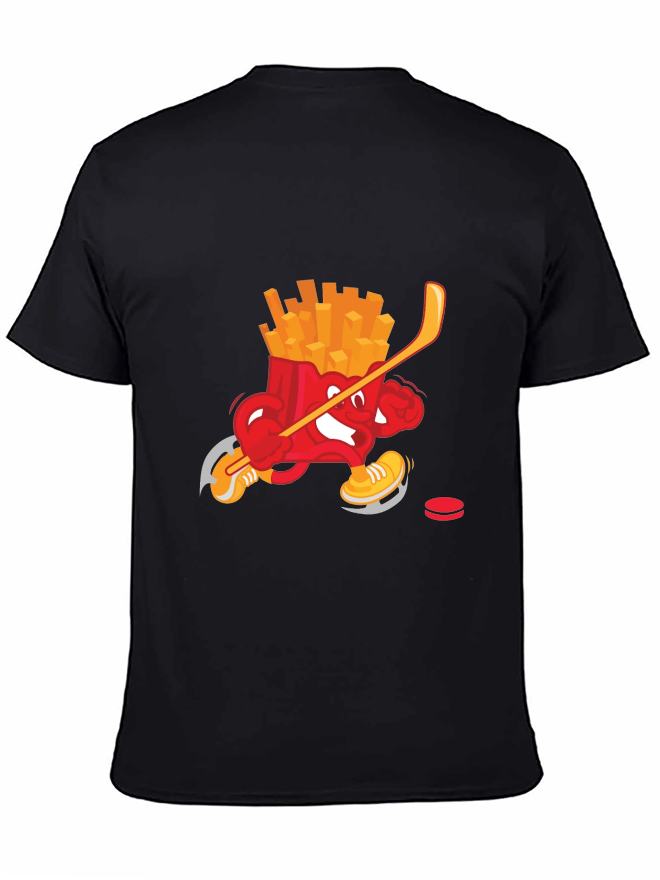 Black Funny Fries Hockey T-Shirt view 4