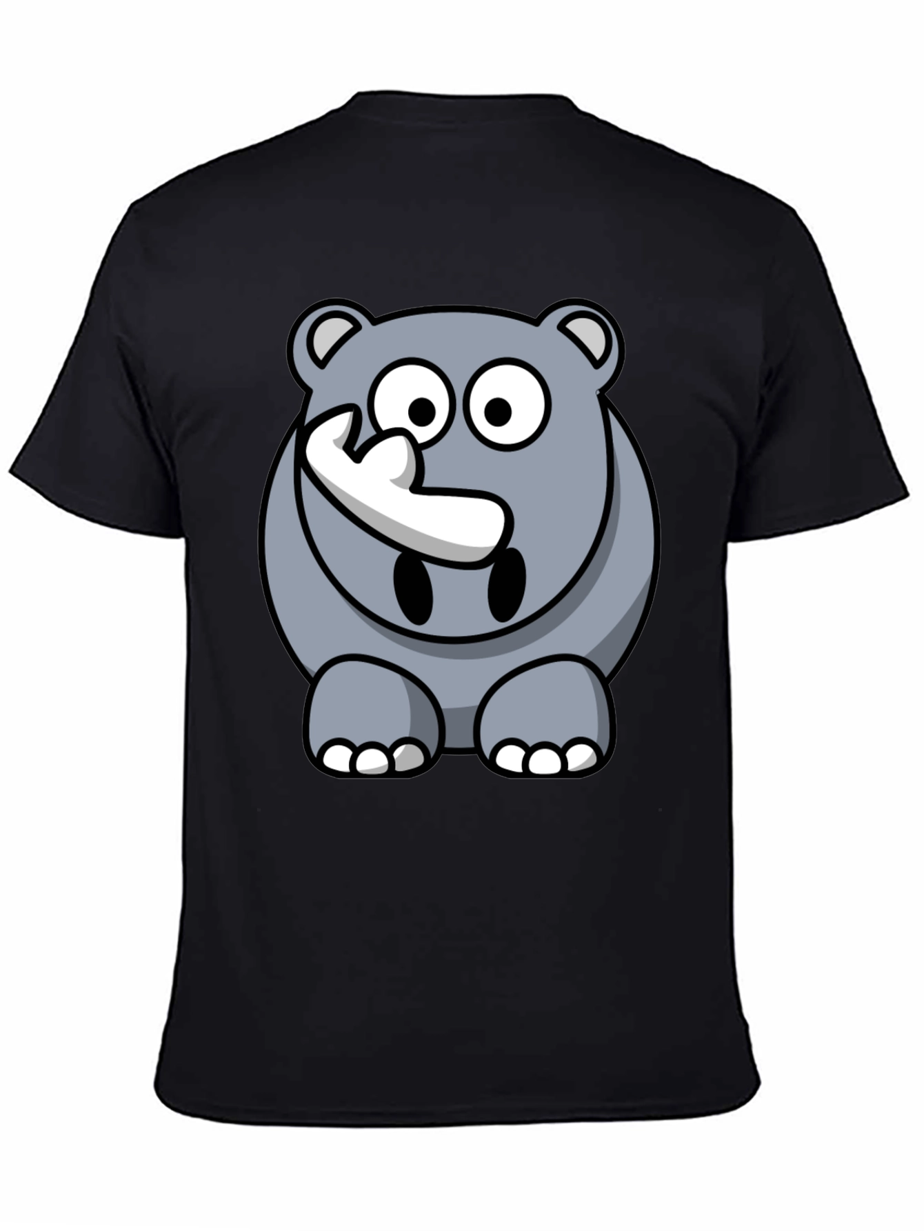 Black Cartoon Rhino Graphic Tee - Men's Black T-Shirt view 4